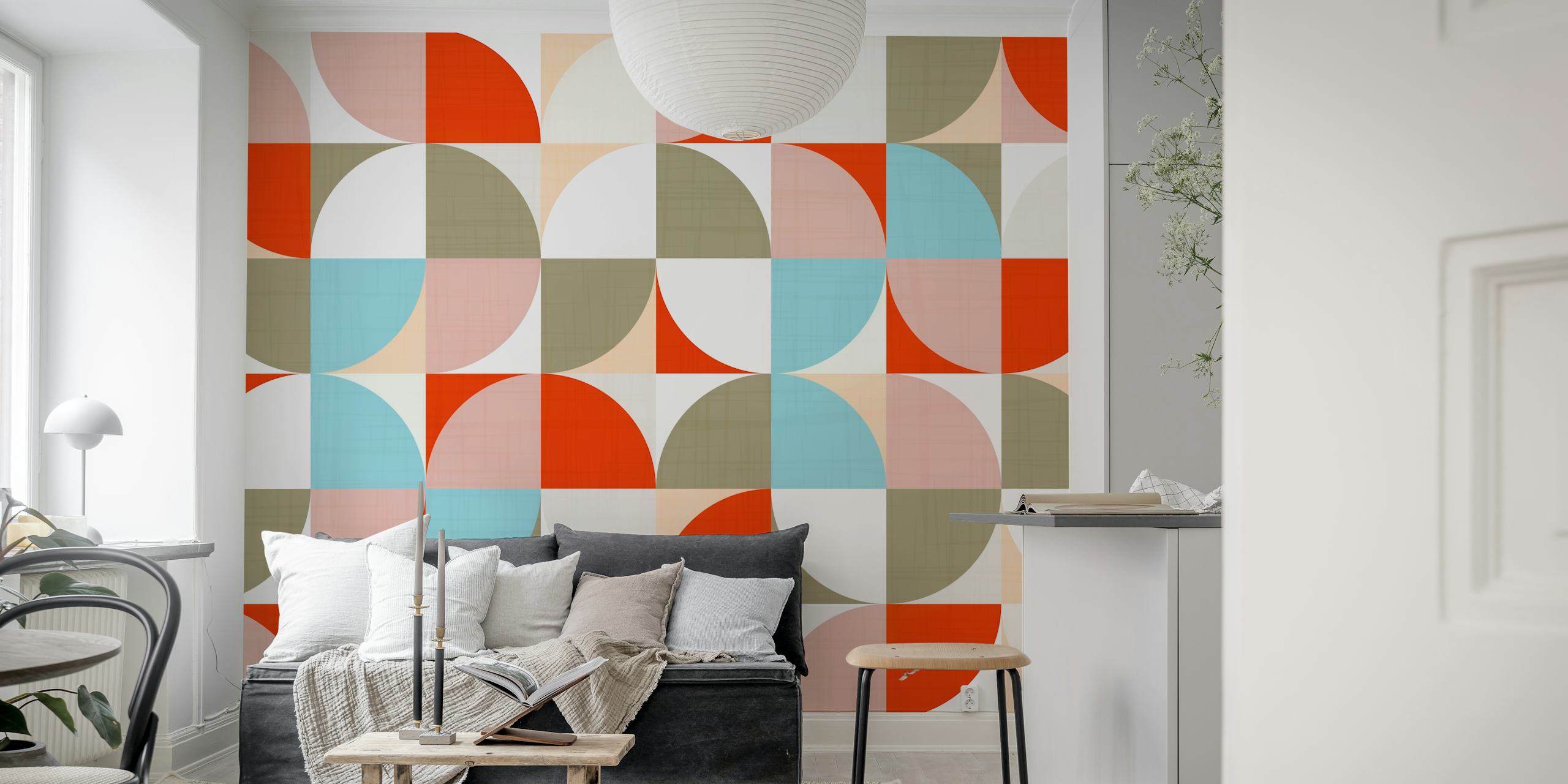 Colorful geometric patterns in pastel colors, modern wallpaper