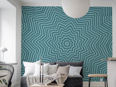 Cyan Teal Mid Century Sun