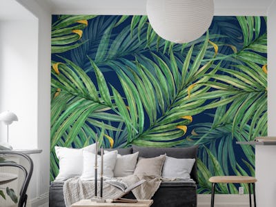 Palm Leaves (blue BG)