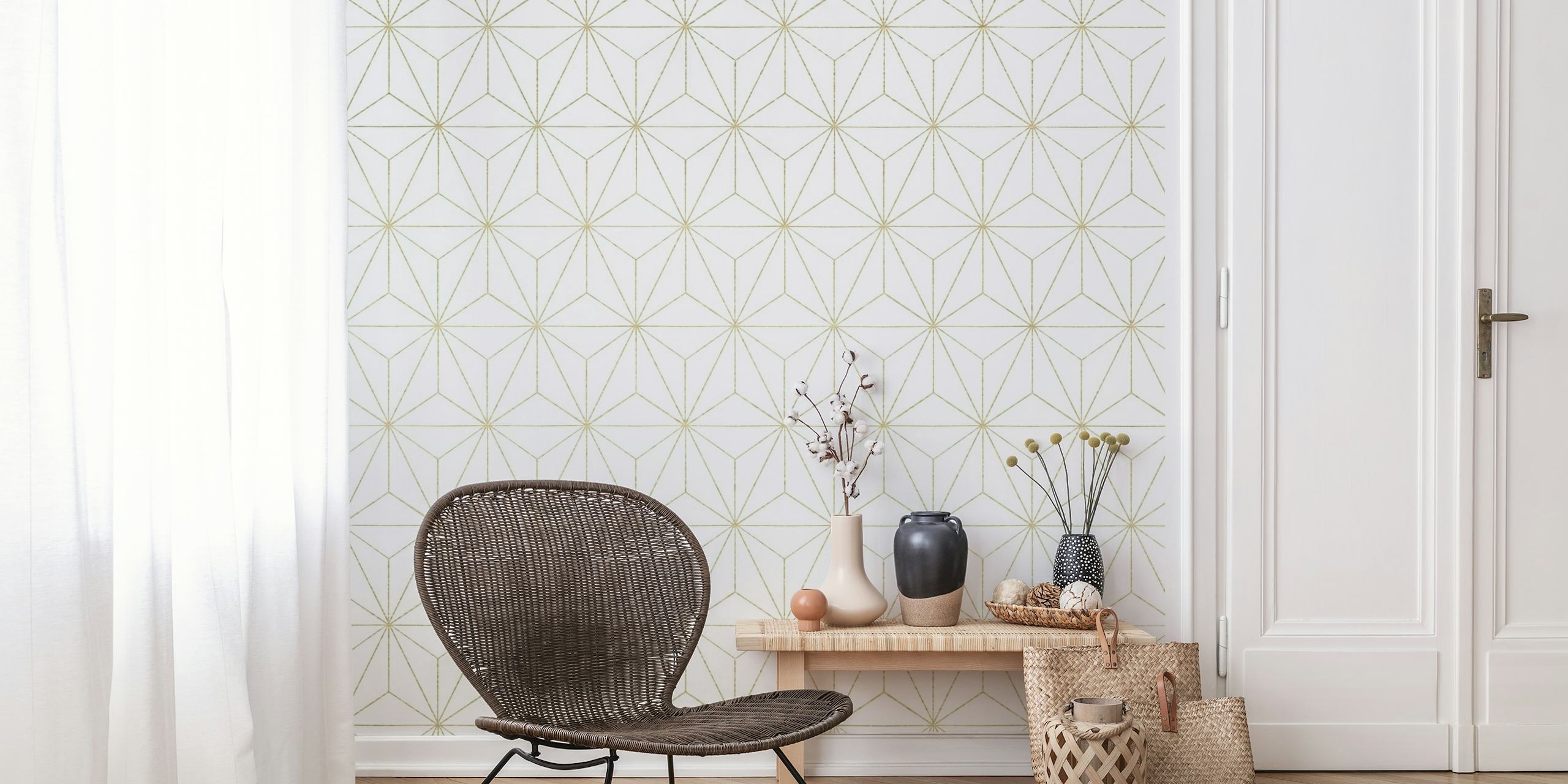 Chic geometric pattern wall mural for modern interior decor