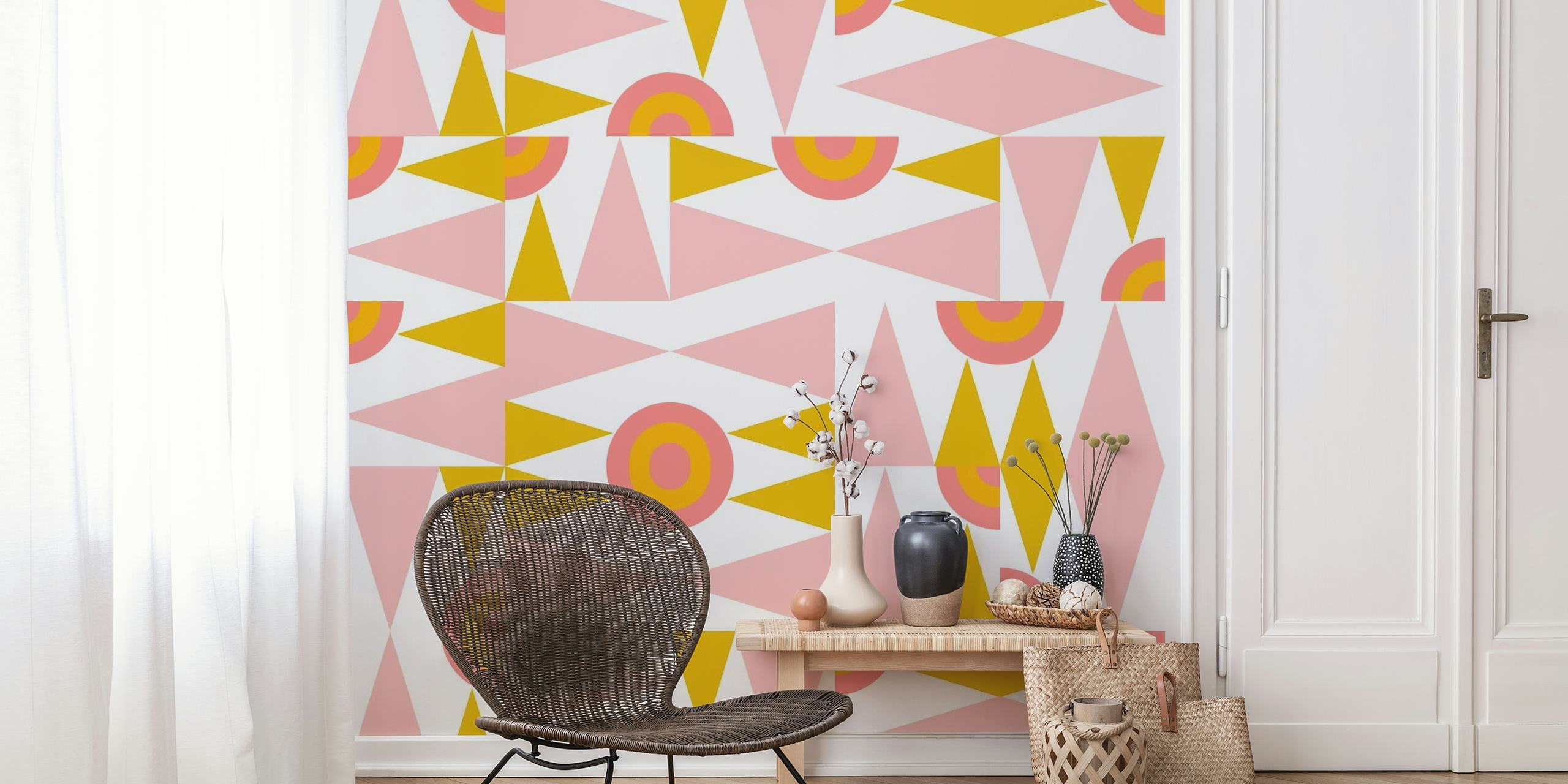 Pink and Green Geometric wallpaper