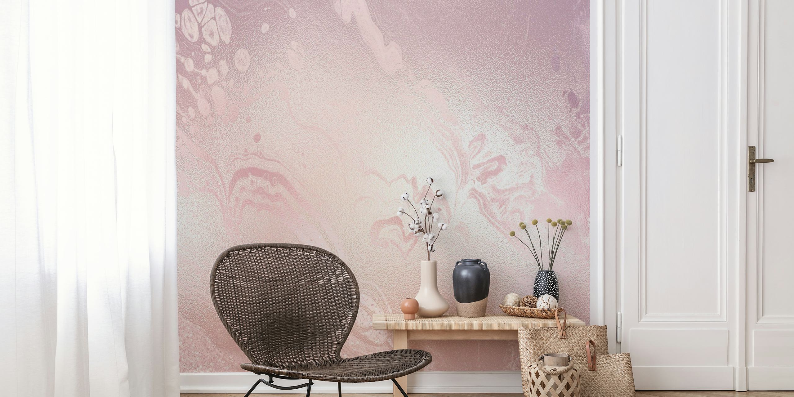 Elegant rose gold wall mural with a floral pattern and subtle shimmer