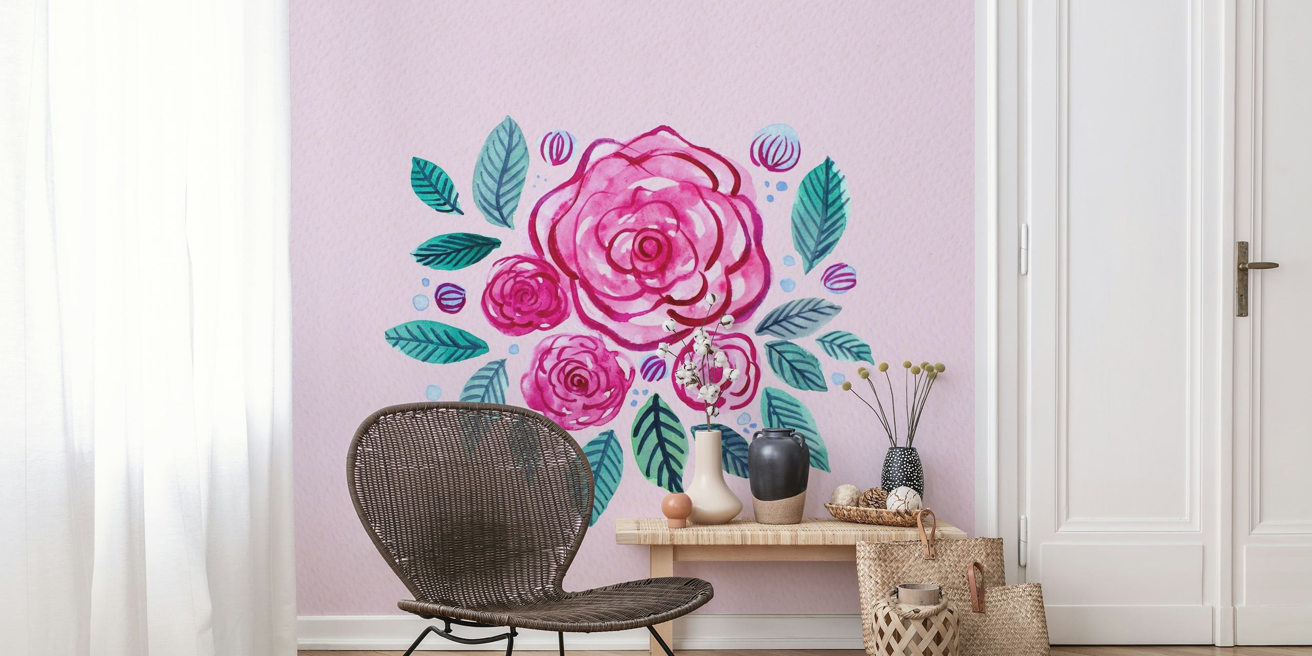 Spring rose bouquet - pink papel de parede