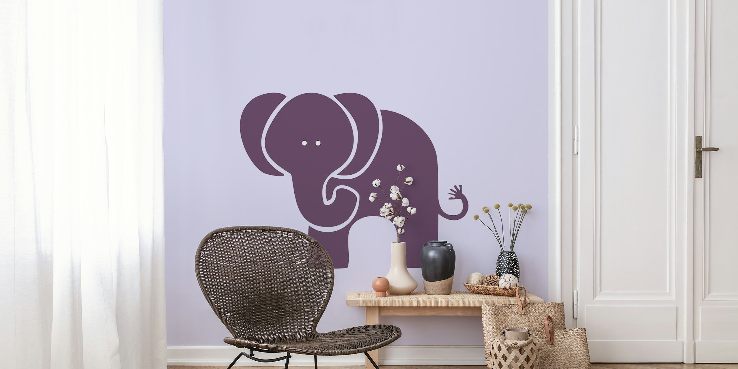 Pastel Lilac Elephant Print ταπετσαρία