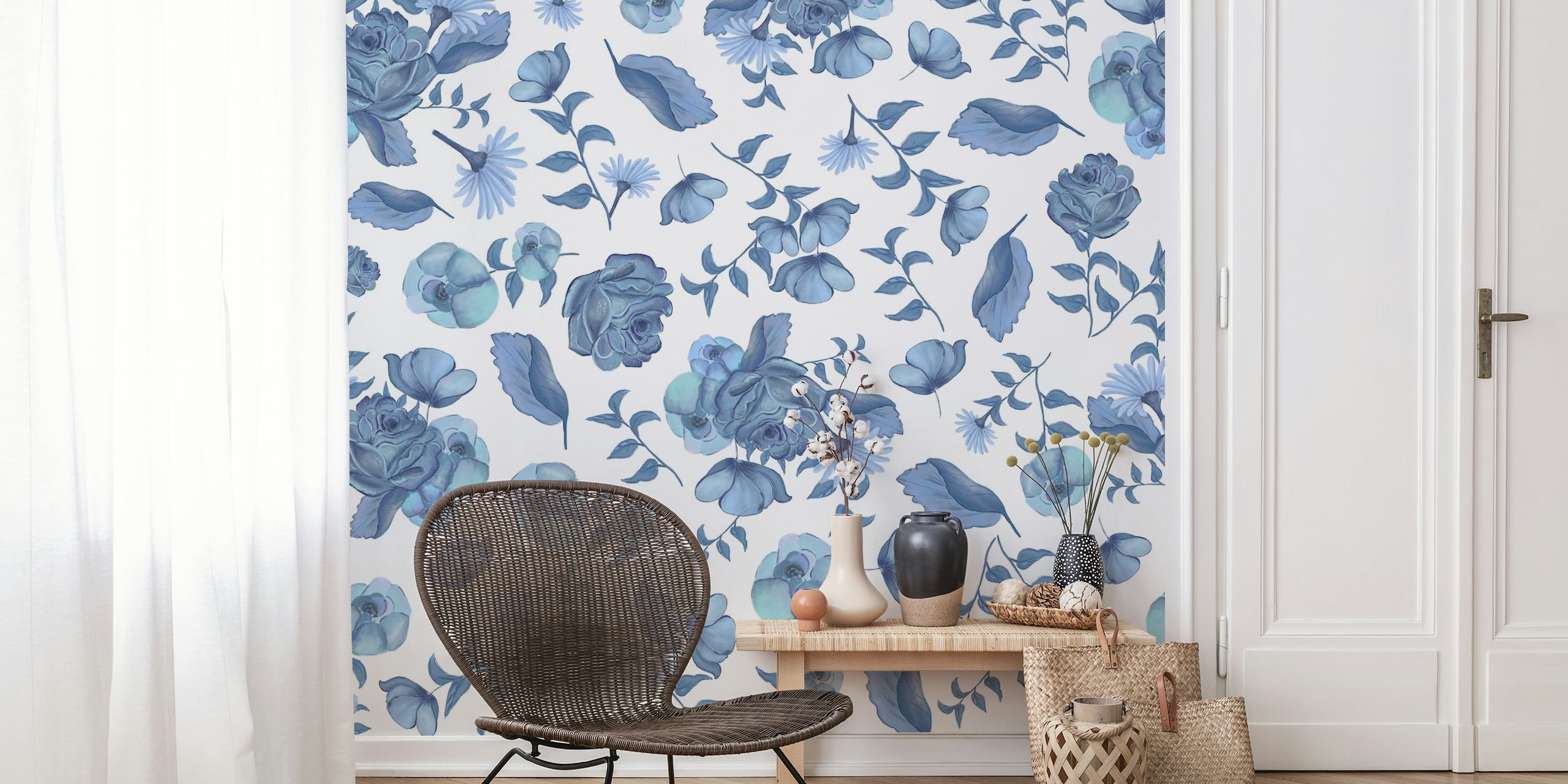 Heirloom Florals Blue papel de parede