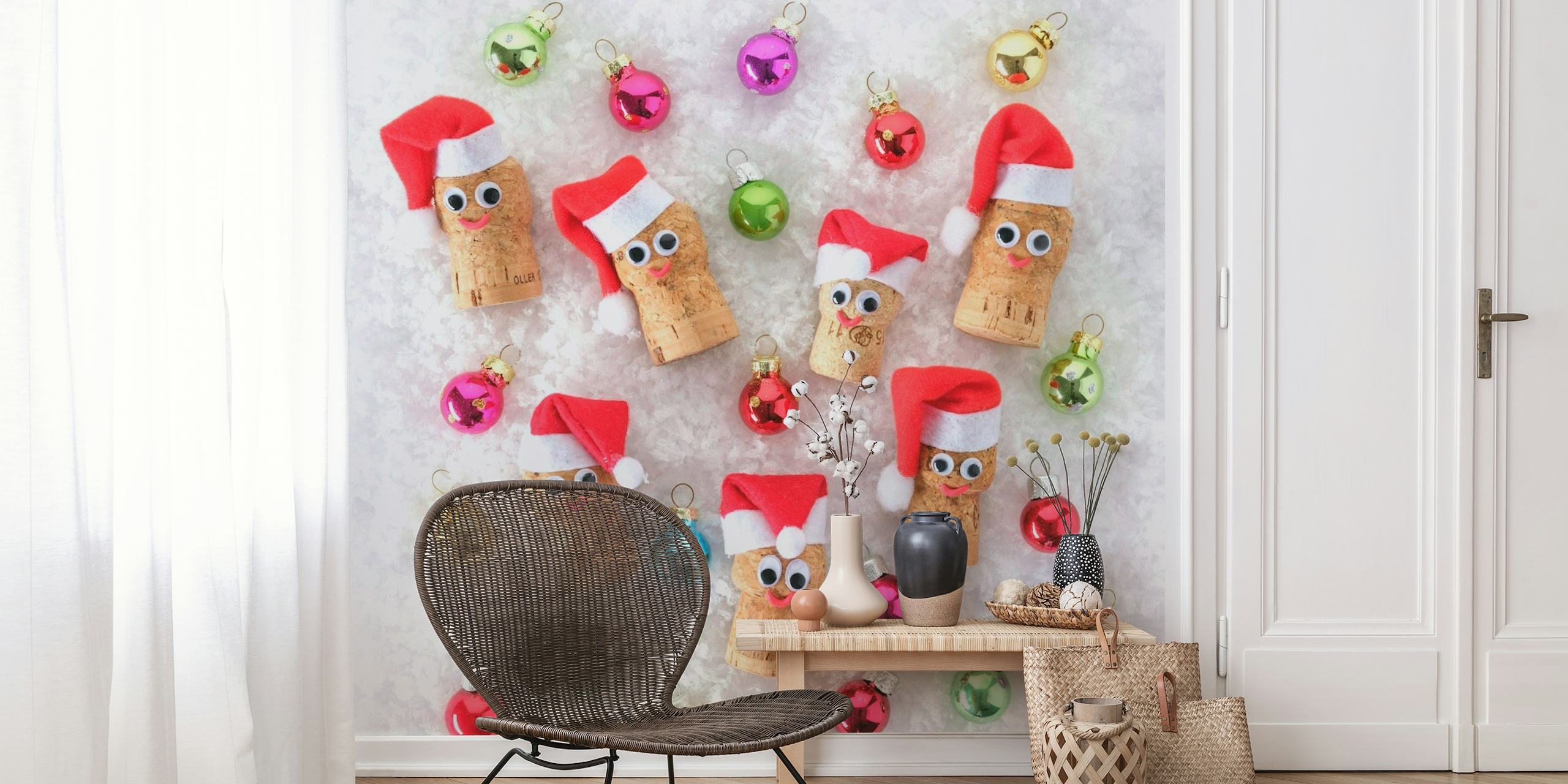 Fun Christmas corks behang