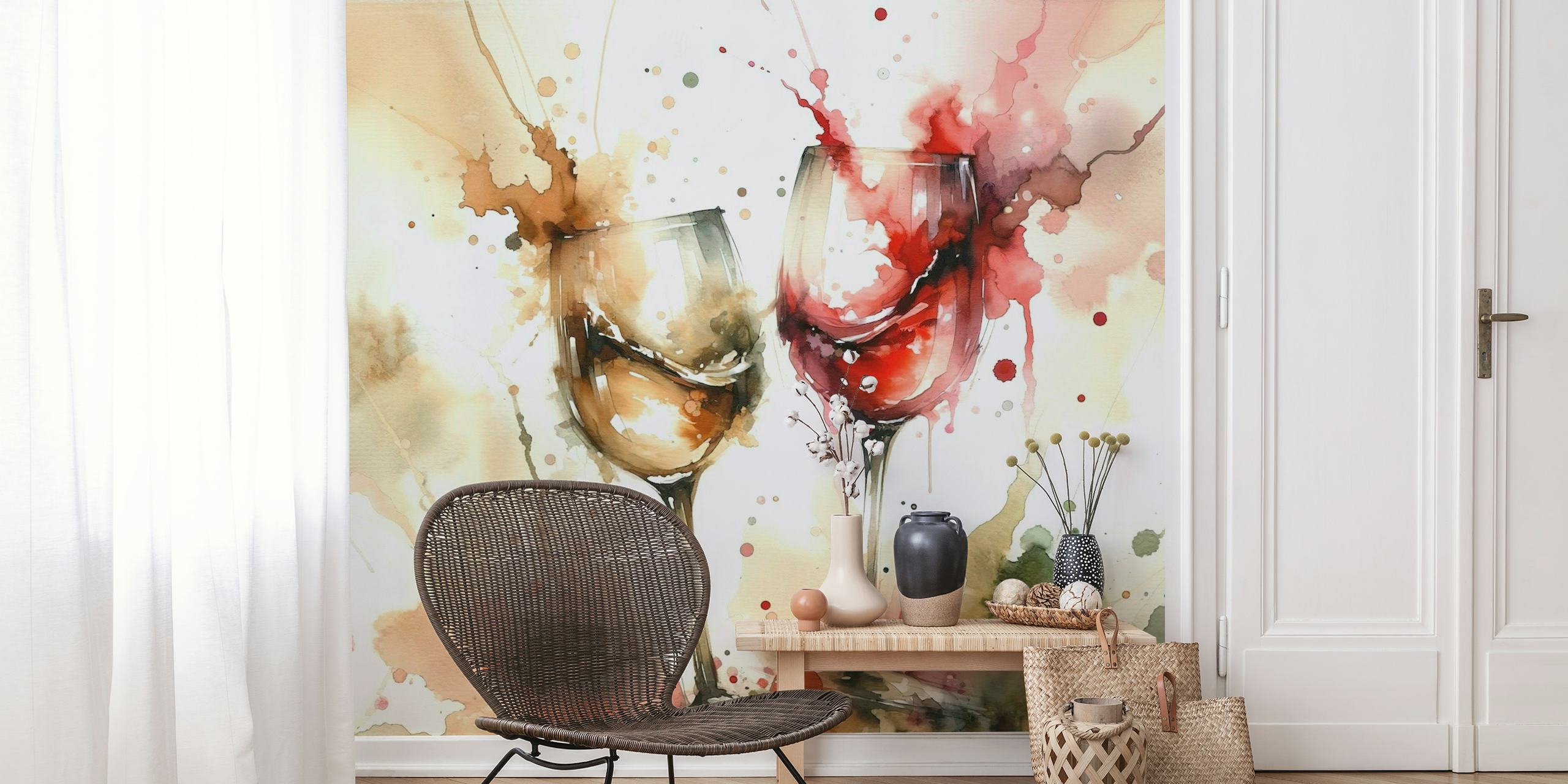 A Toast in Abstract Watercolor Elegance papel de parede