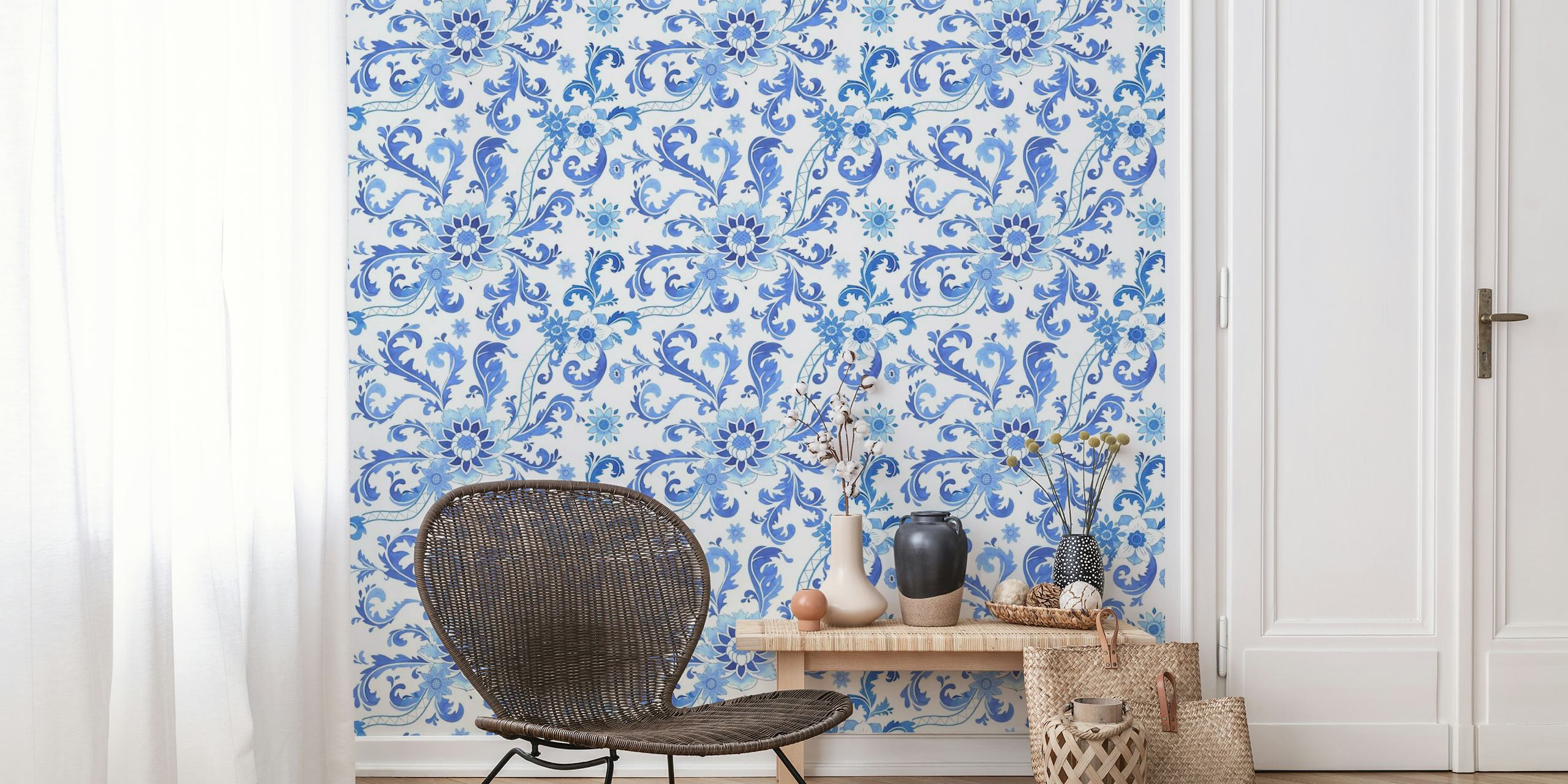 Blue Chinoiserie Chic behang