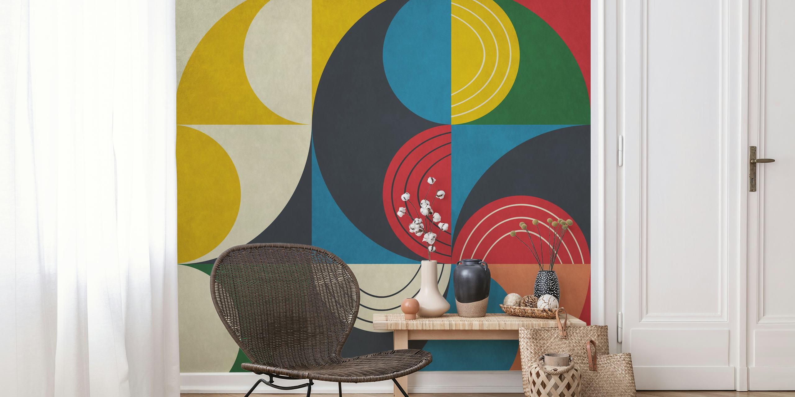 Geometric wallpaper featuring semi-circles