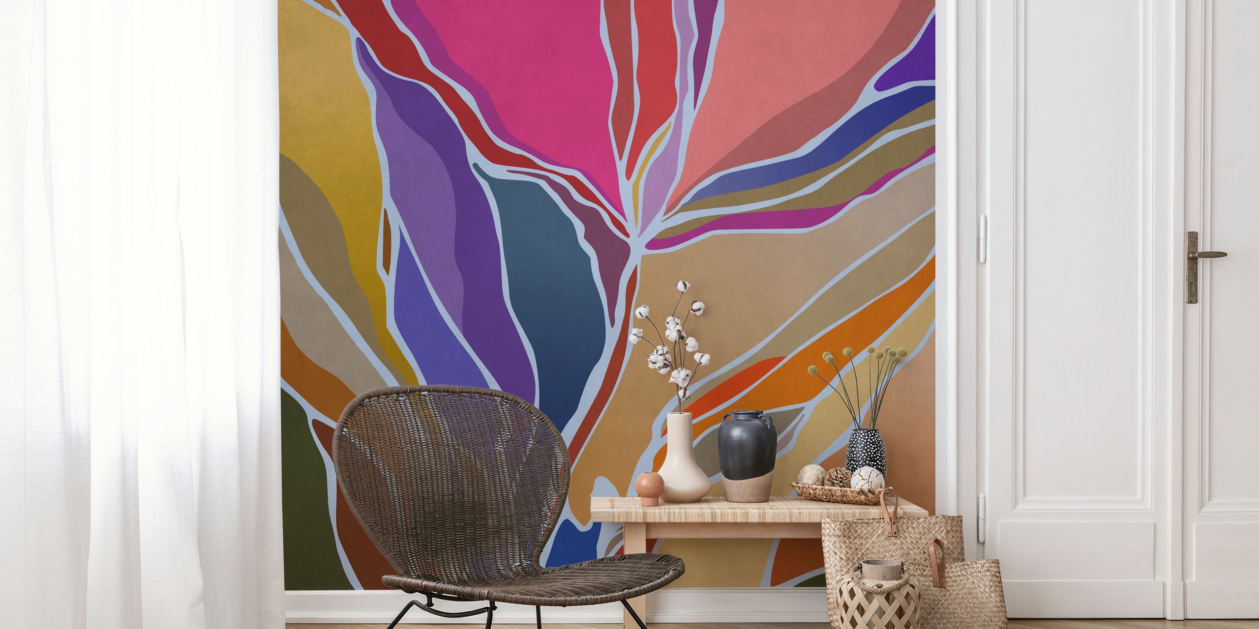 Papier peint abstrait d'arbre coloré aux teintes vives