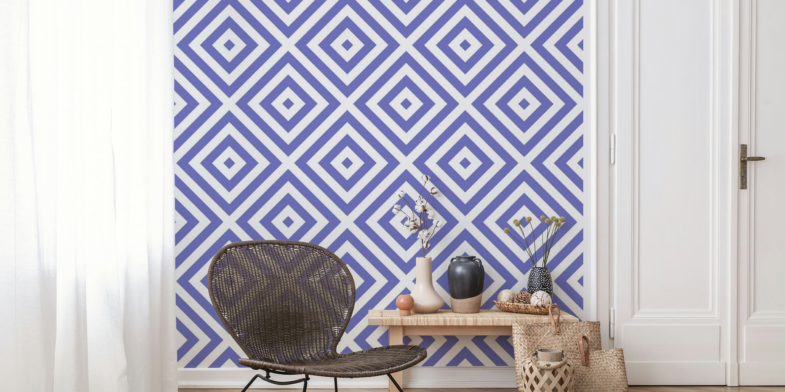 Geometric white violet square wallpaper