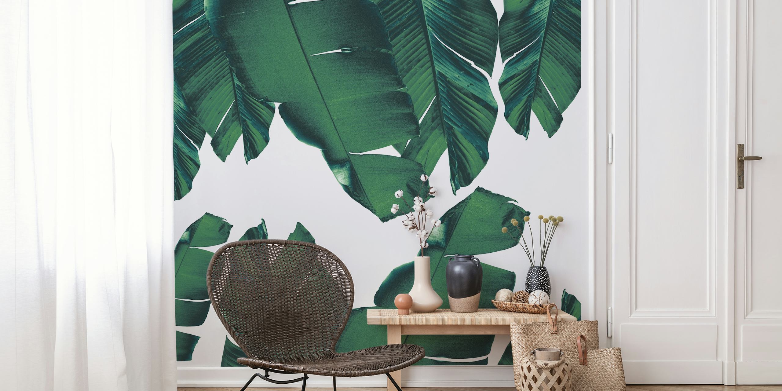 Banana Leaves Tropical Vibes 5 wallpaper in a room
