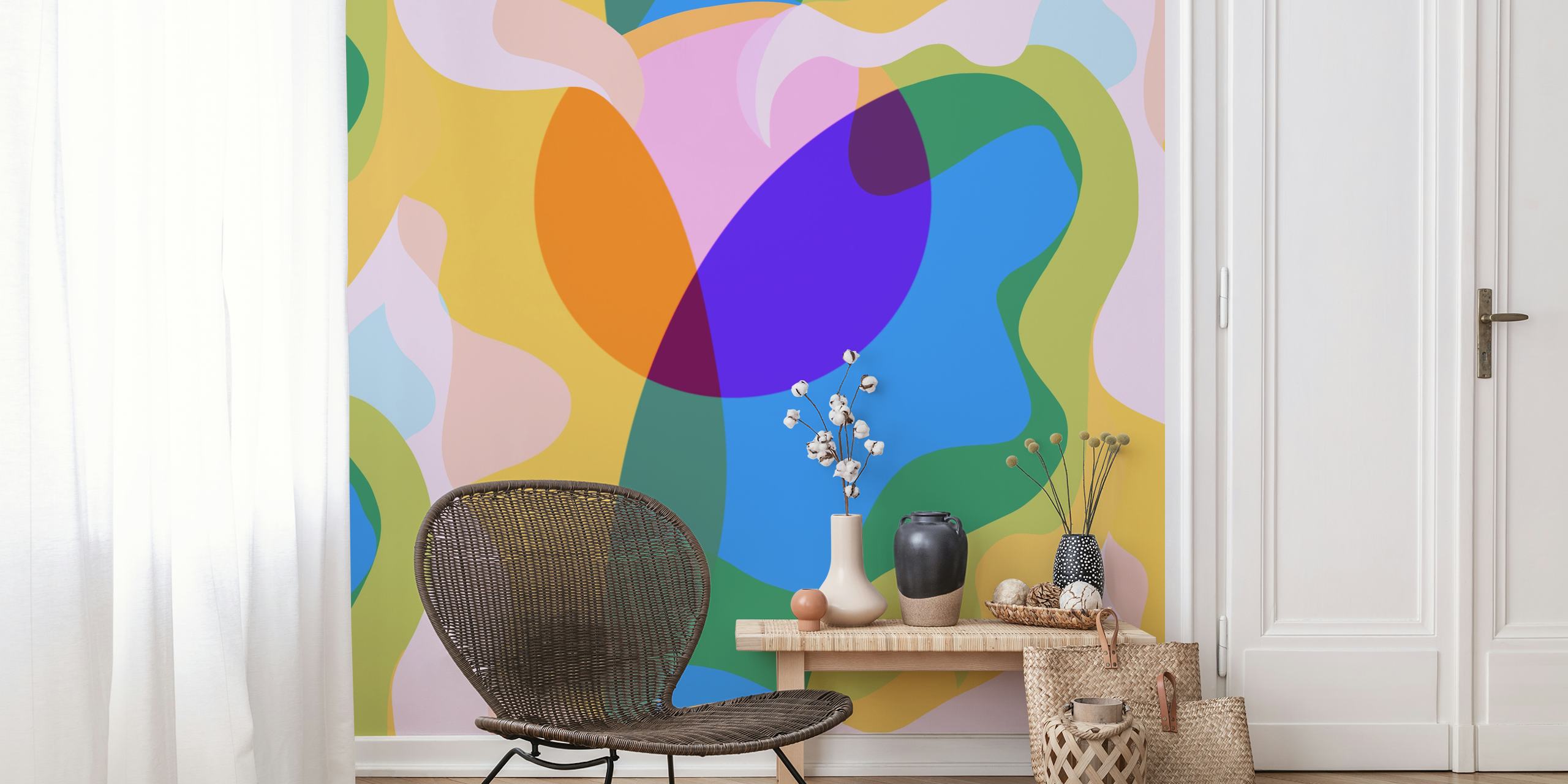 Saturated Shapes Square papier peint dans une pièce