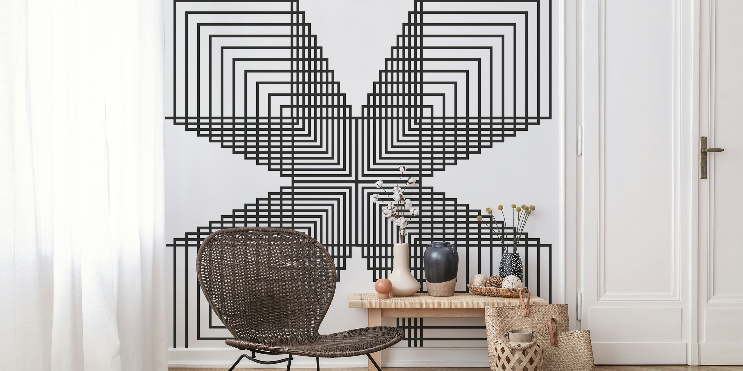 Geometry artwork lineart Tapete in einem Zimmer