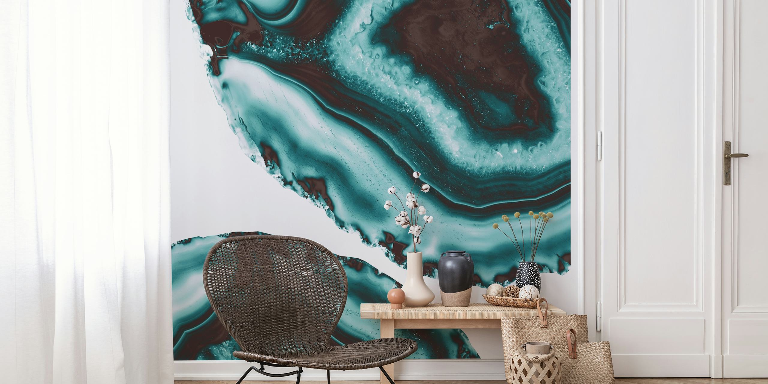 Tapeta Turquoise Brown Agate v moderním prostředí
