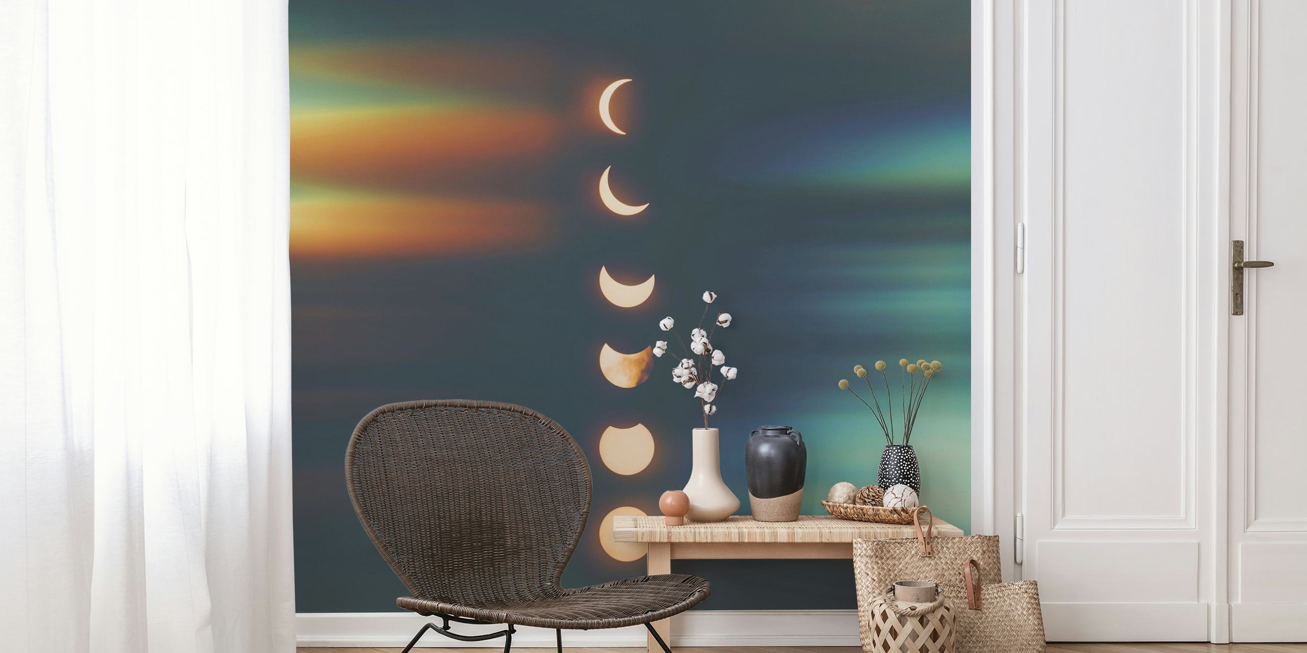 Papel pintado Shining Moon Phases en una habitación