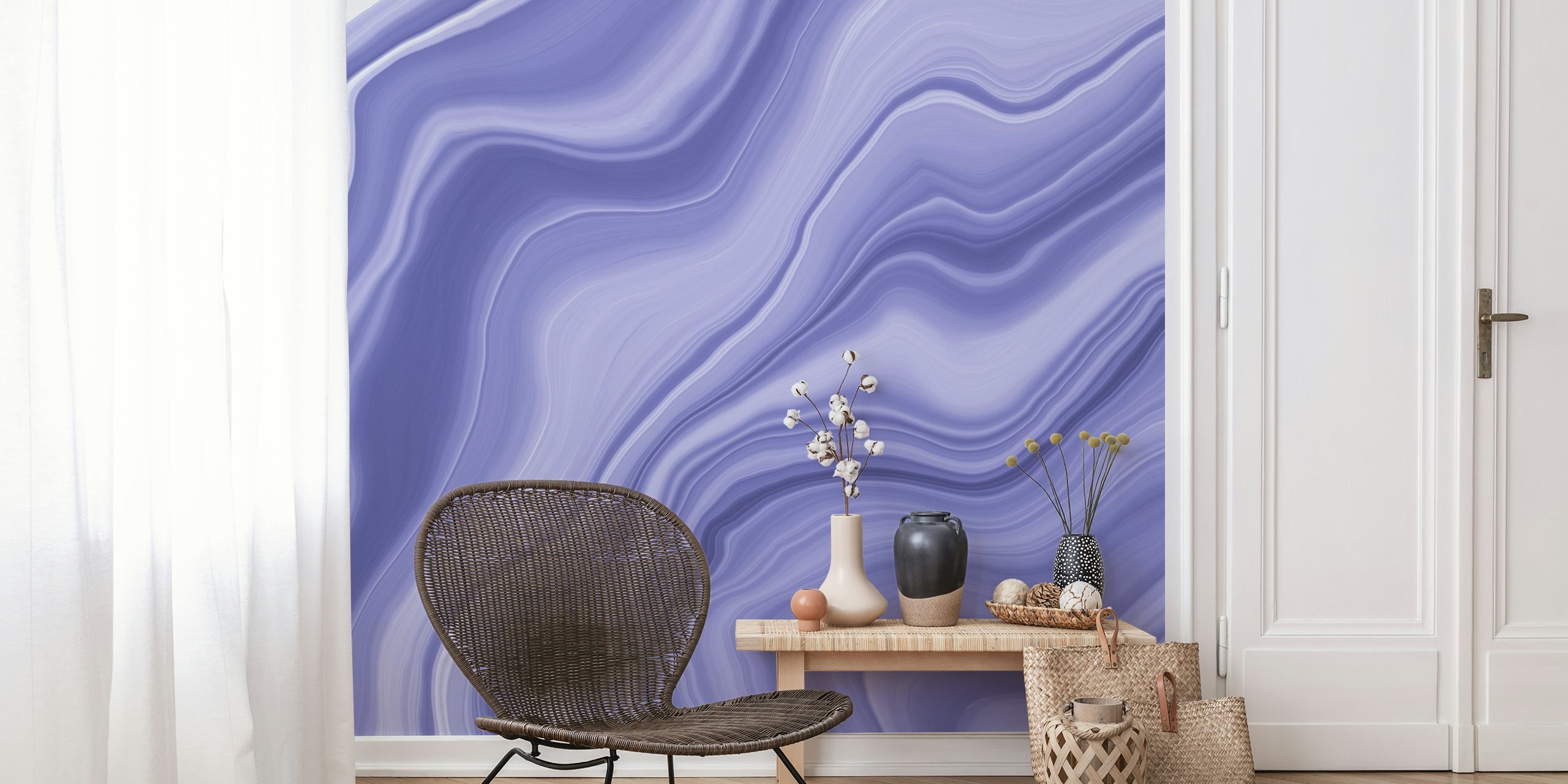 Liquid Very Peri Agate Dream carta da parati in una stanza