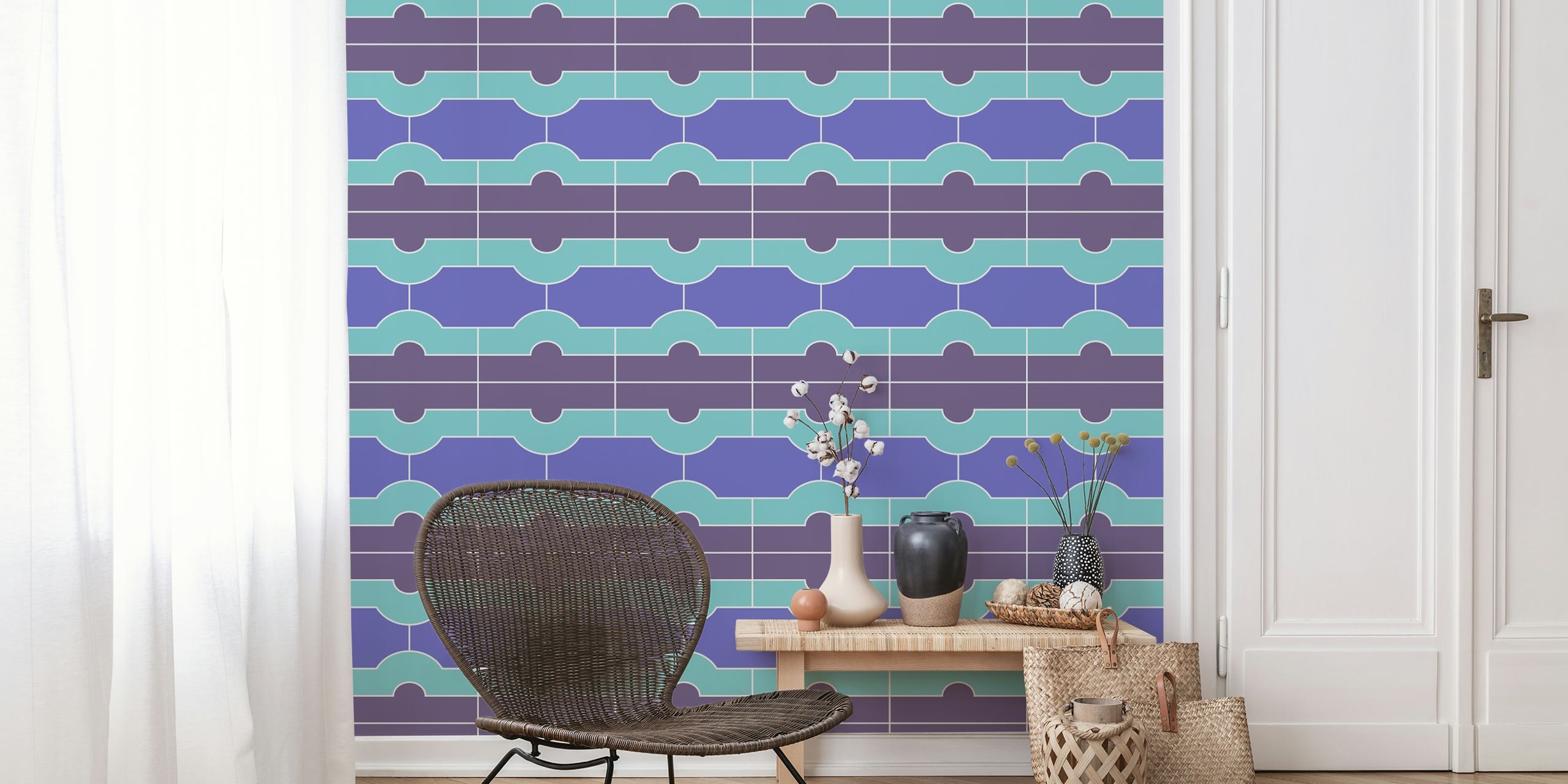Geometric pattern in purple and blue tones wallpaper