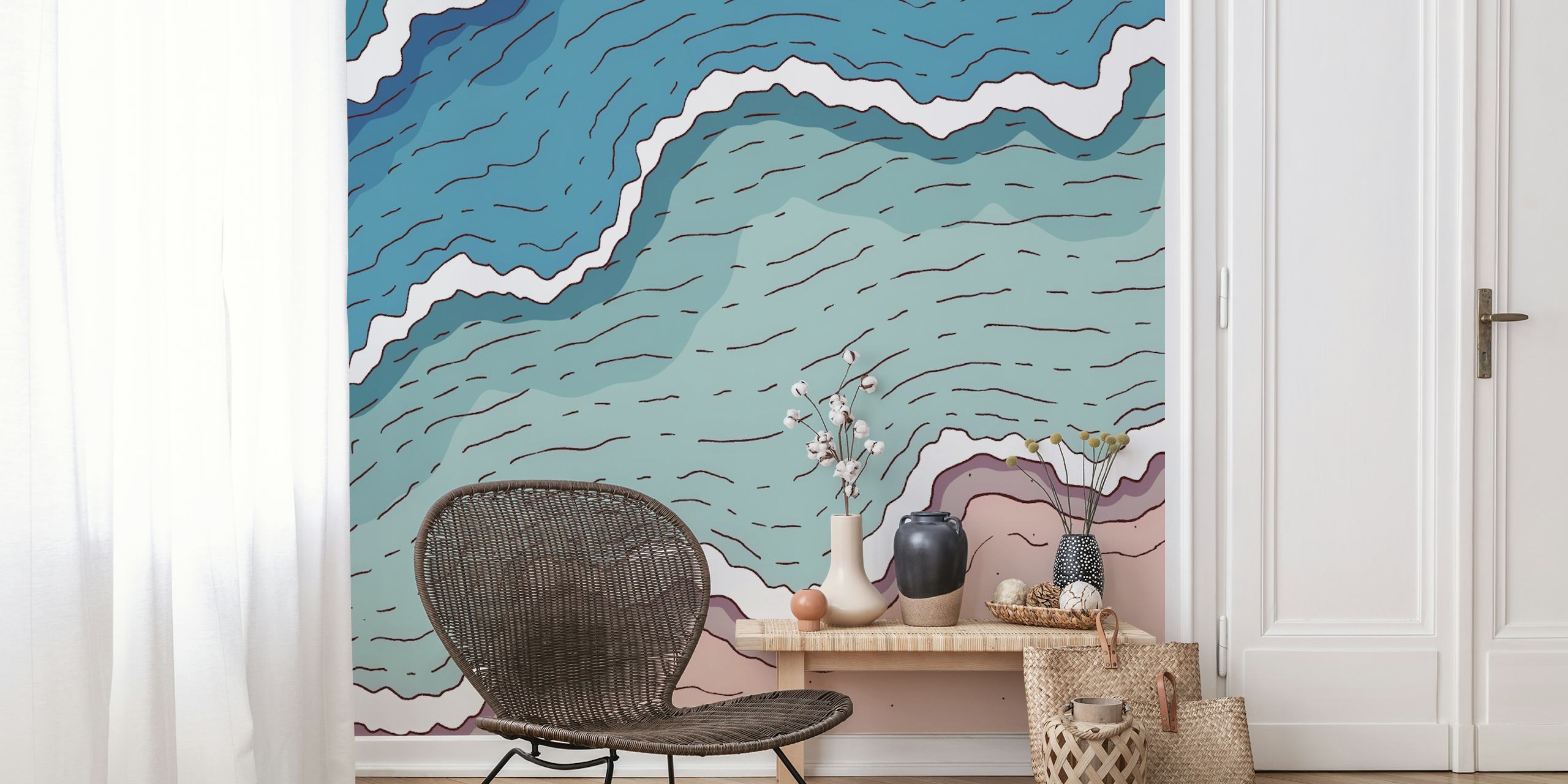 The beach and the sea design de papier peint dans une pièce