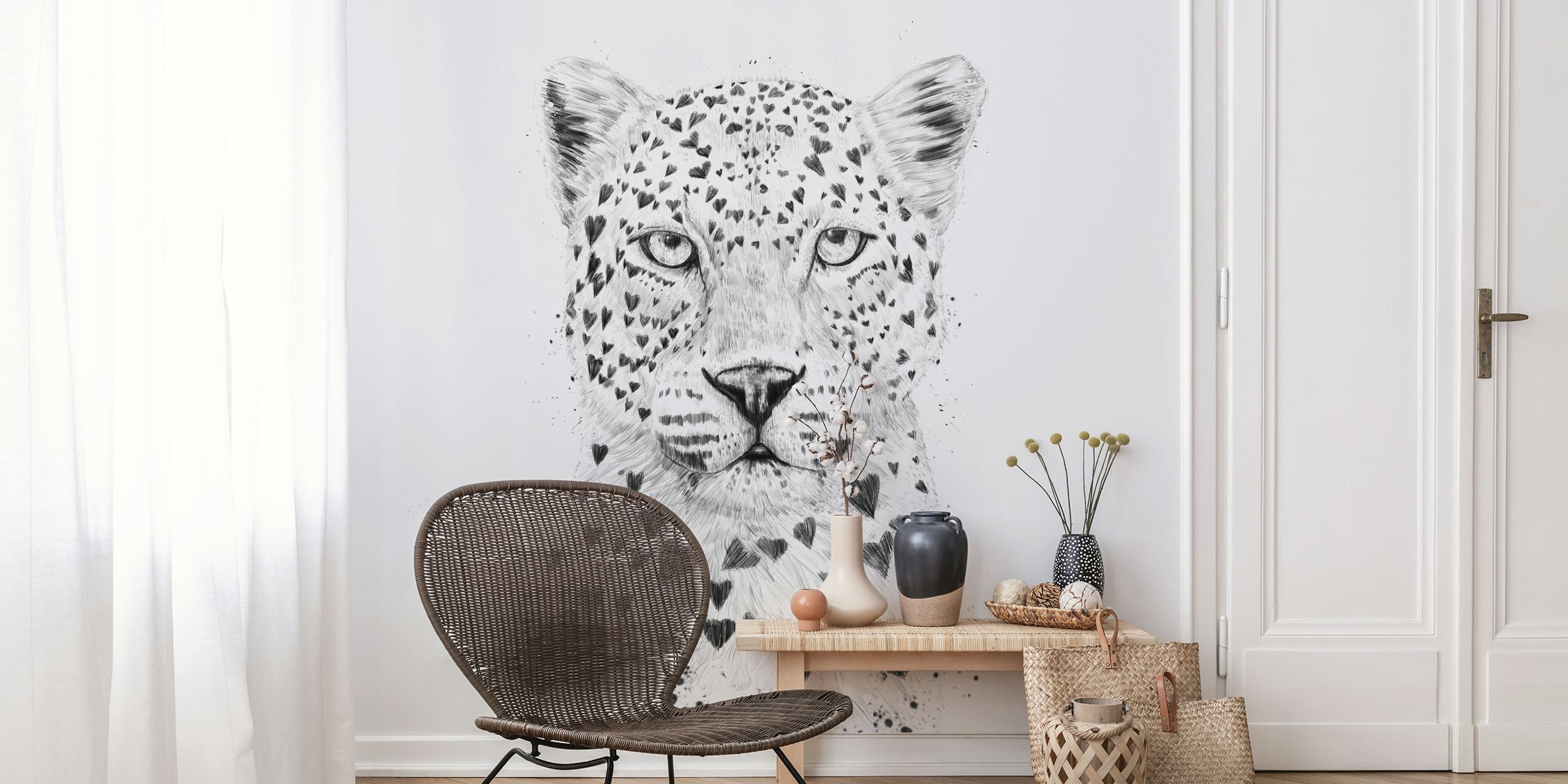 Lovely leopard tapetdesign i ett rum