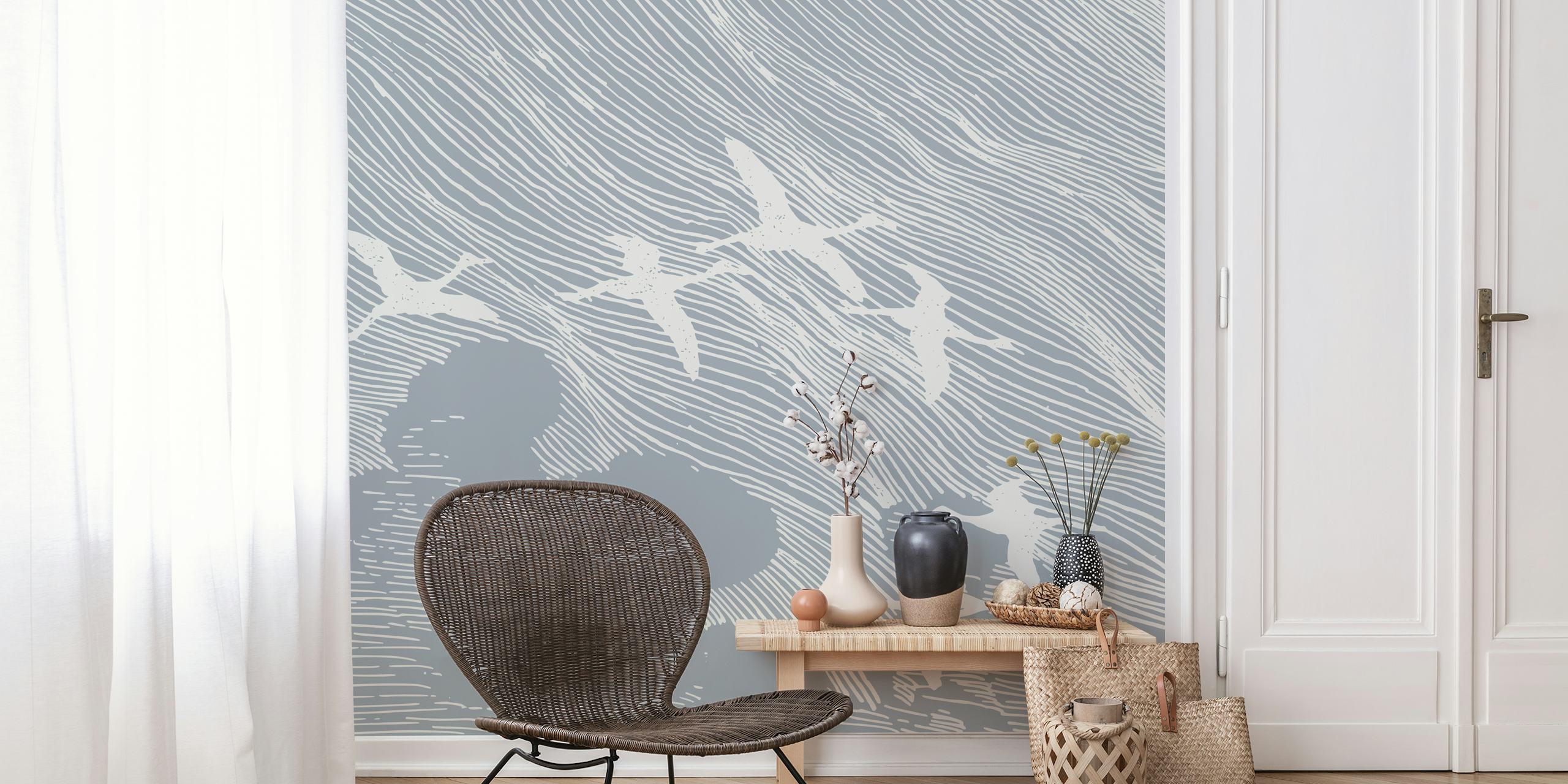 Tapeta z 50s Japan Crane Birds w pokoju