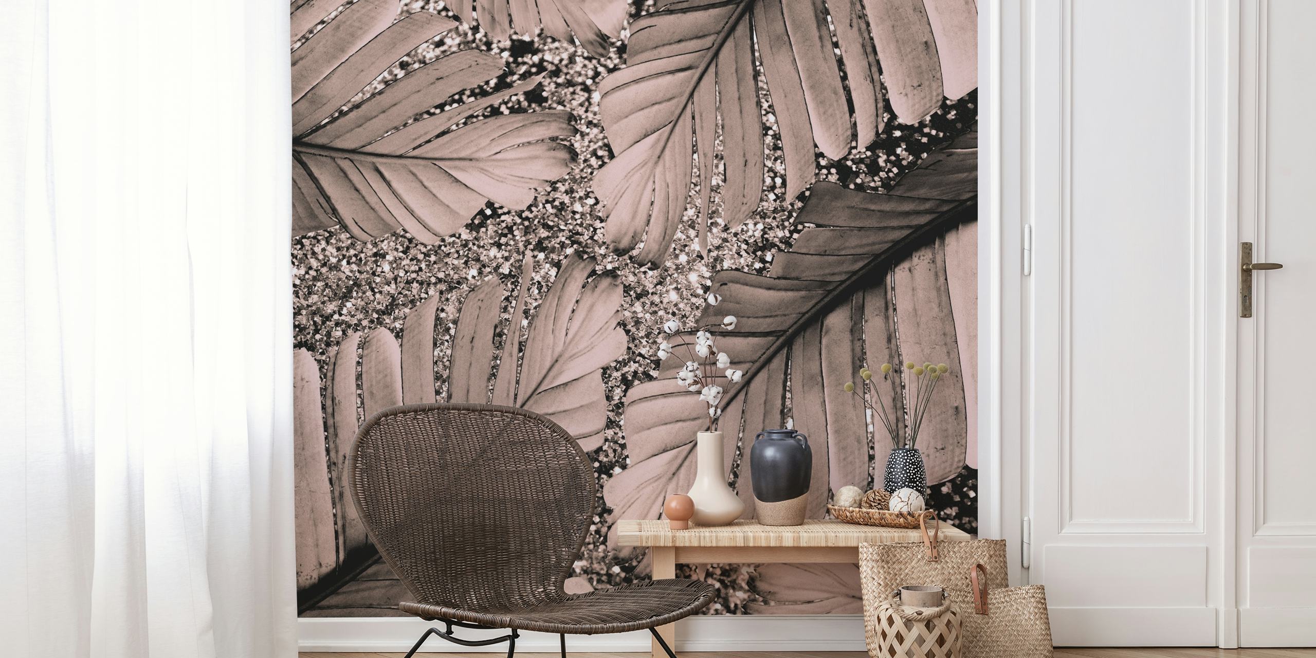 Banana leaves with glitter background wallpaper