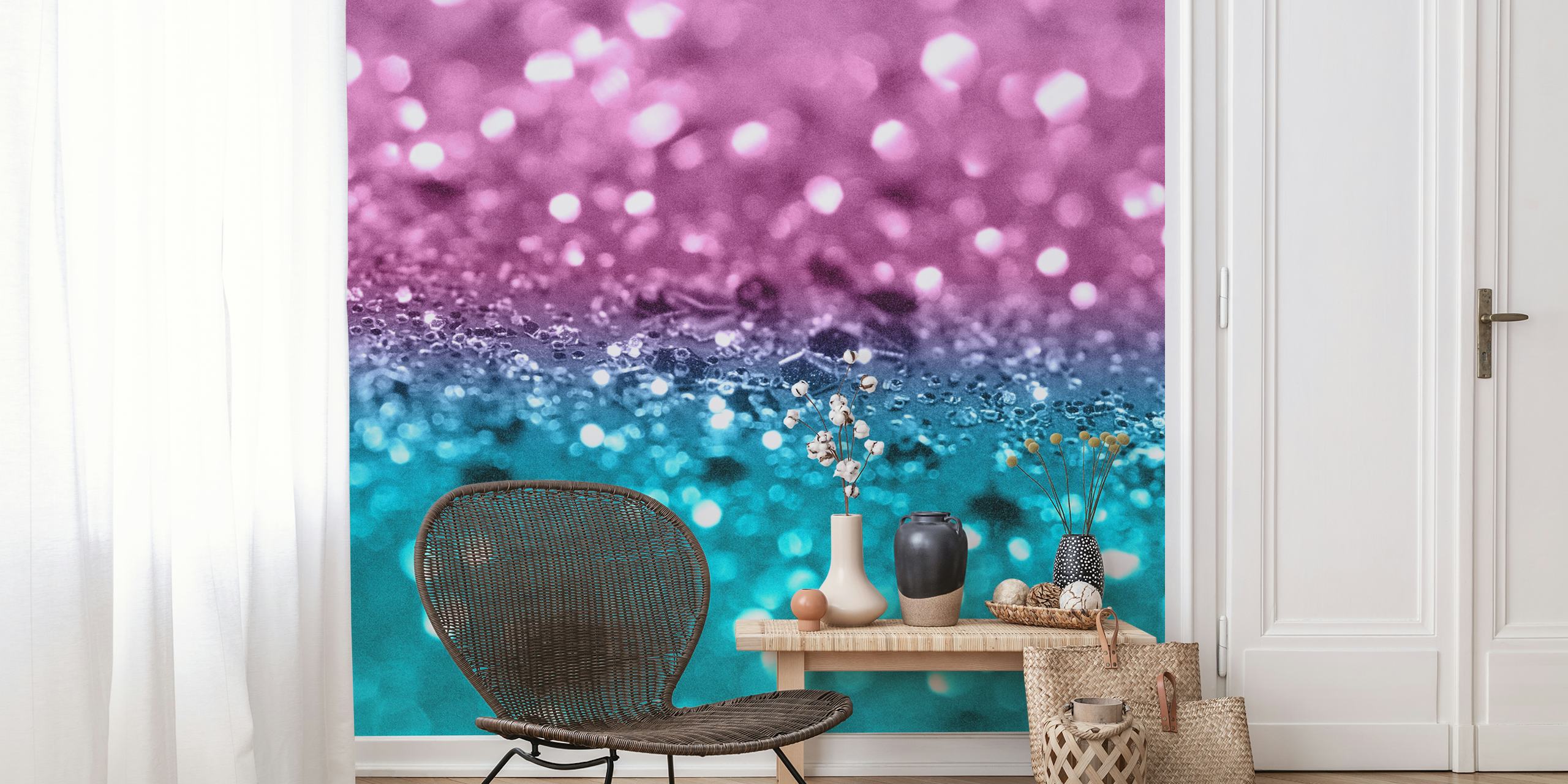 Tropical Beach Lady Glitter 7 tapeta v pokoji