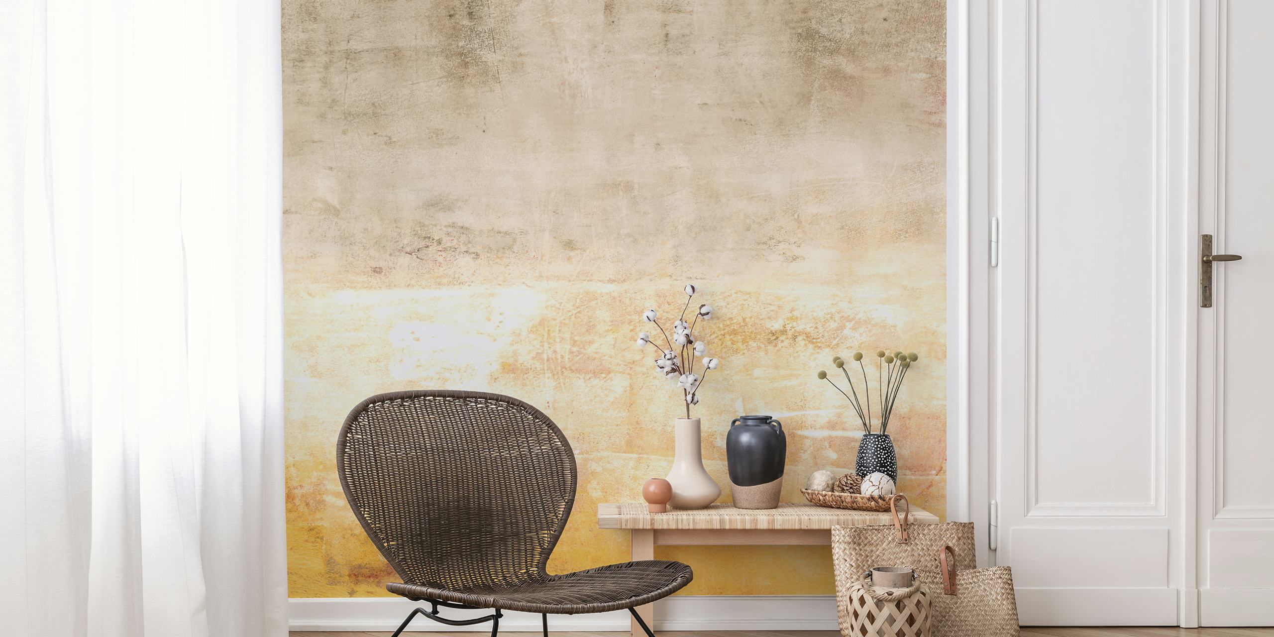 Textured abstract earth tones wallpaper with beige and ochre shades