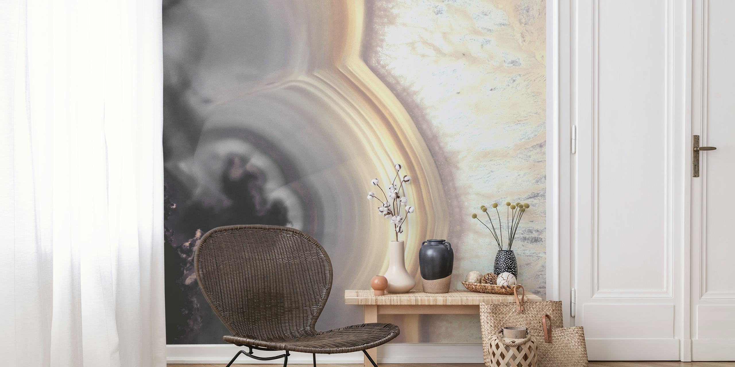 Ταπετσαρία Taupe Agate εμφανιζόμενη σε ένα δωμάτιο