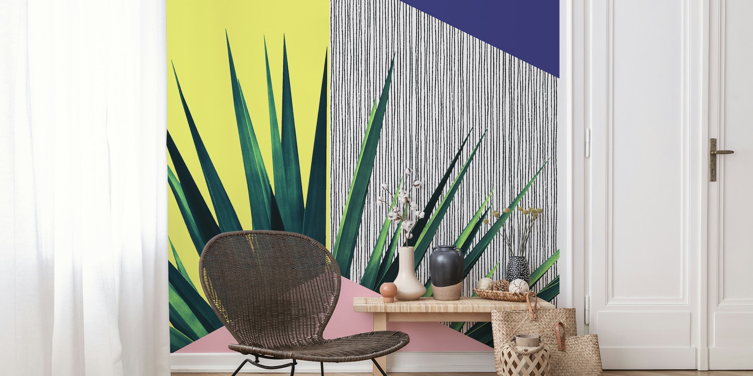 Graphic Leaves tapet i et moderne rom