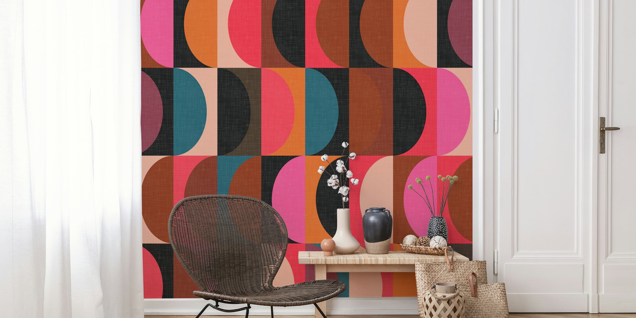 Vibrant Mid Century Modern Shapes papier peint