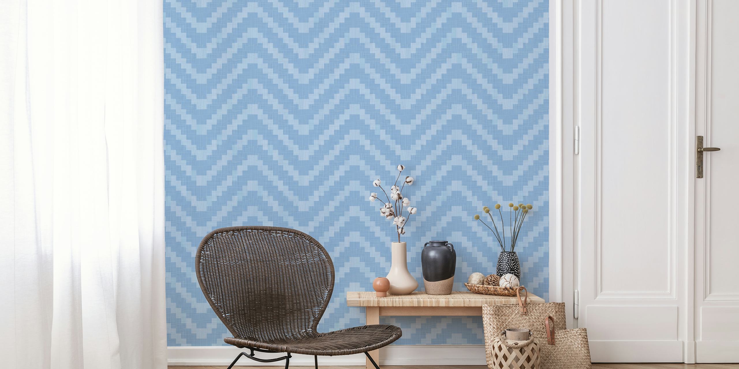 Chevron wallpaper in soft blue tones