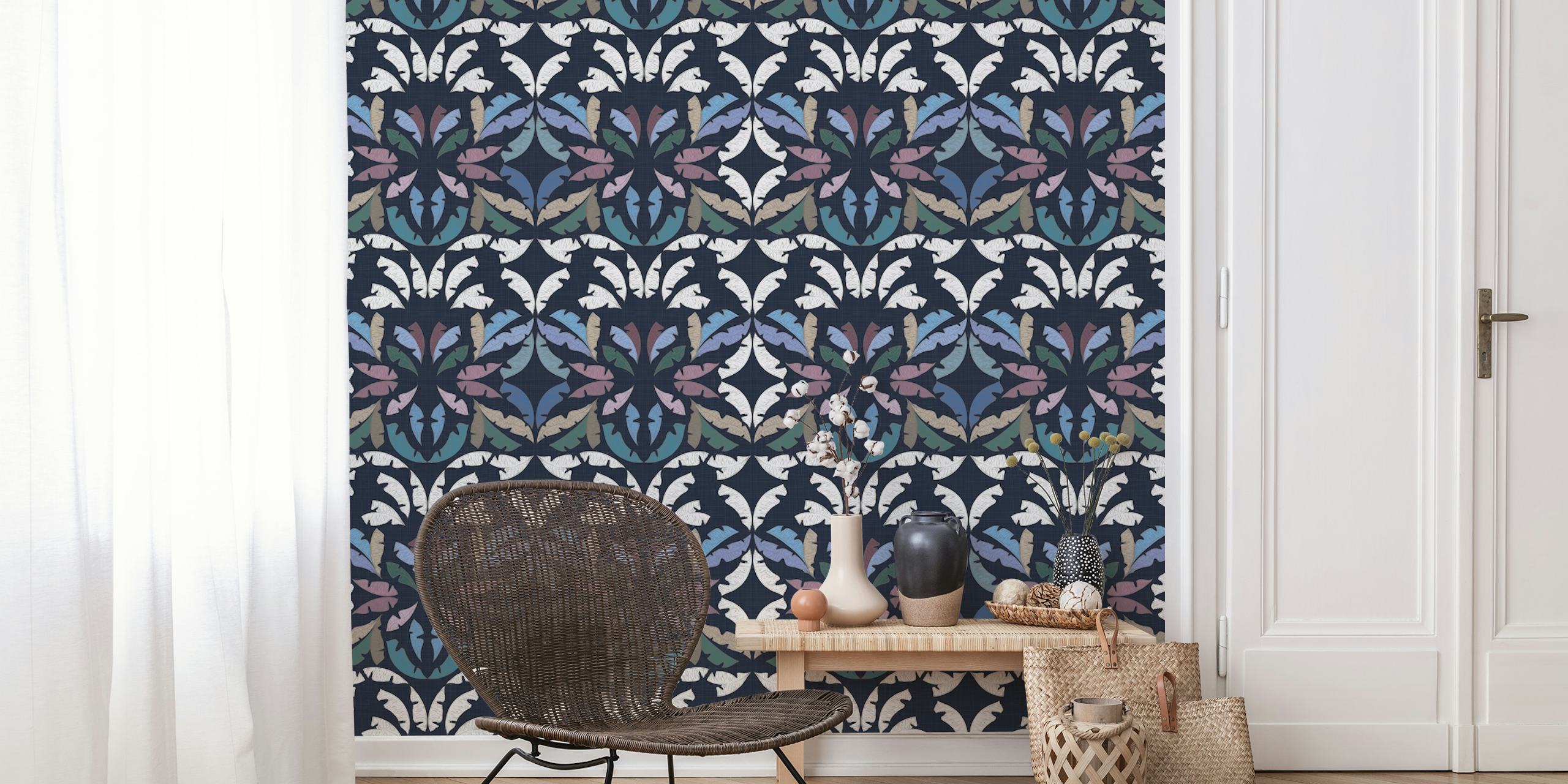 Decorative Tropical Leaves Indigo WM im Raum