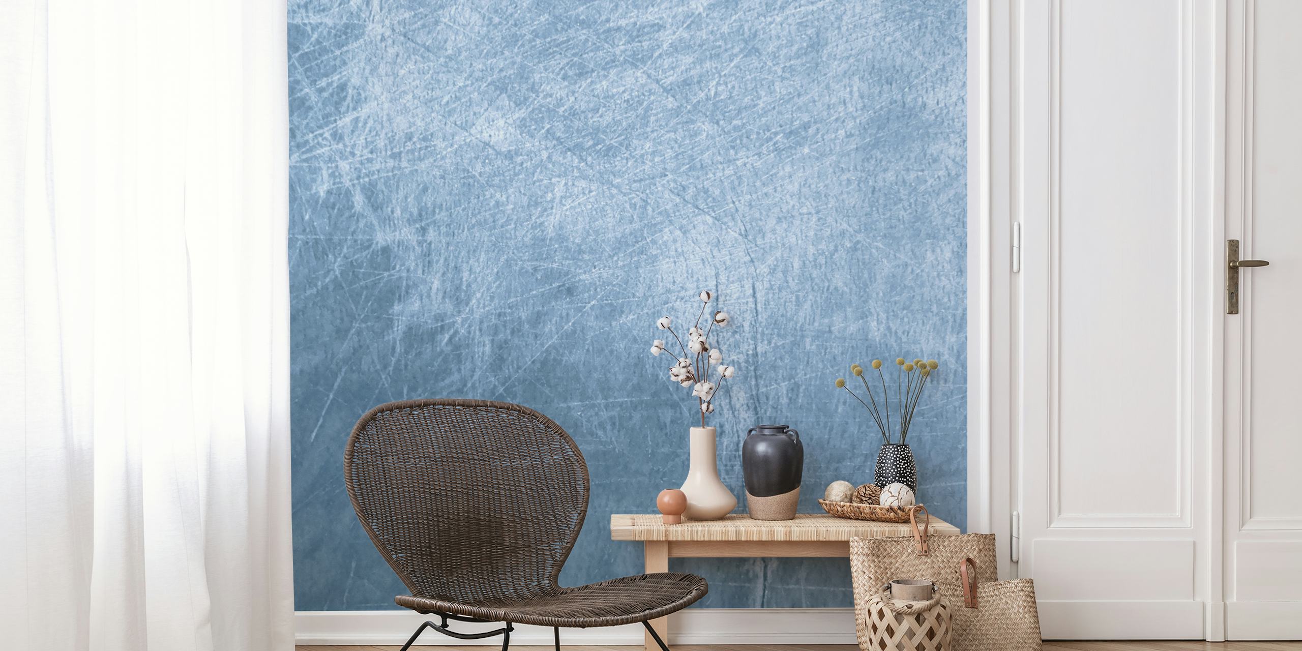 Grunge Plaster blue wallpaper in a room