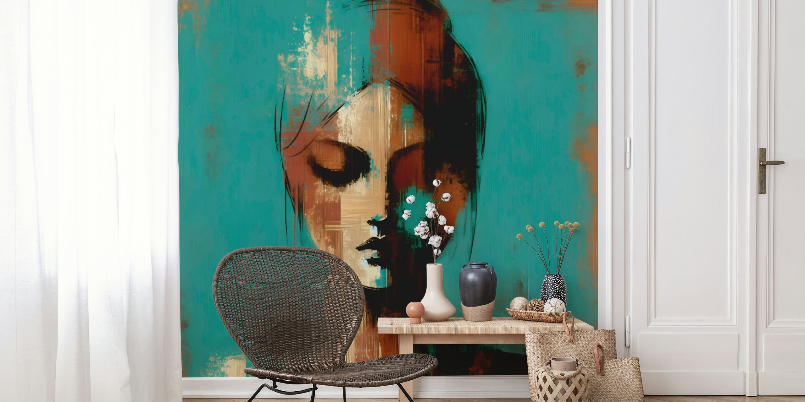 Lady Meditation wallpaper in a room