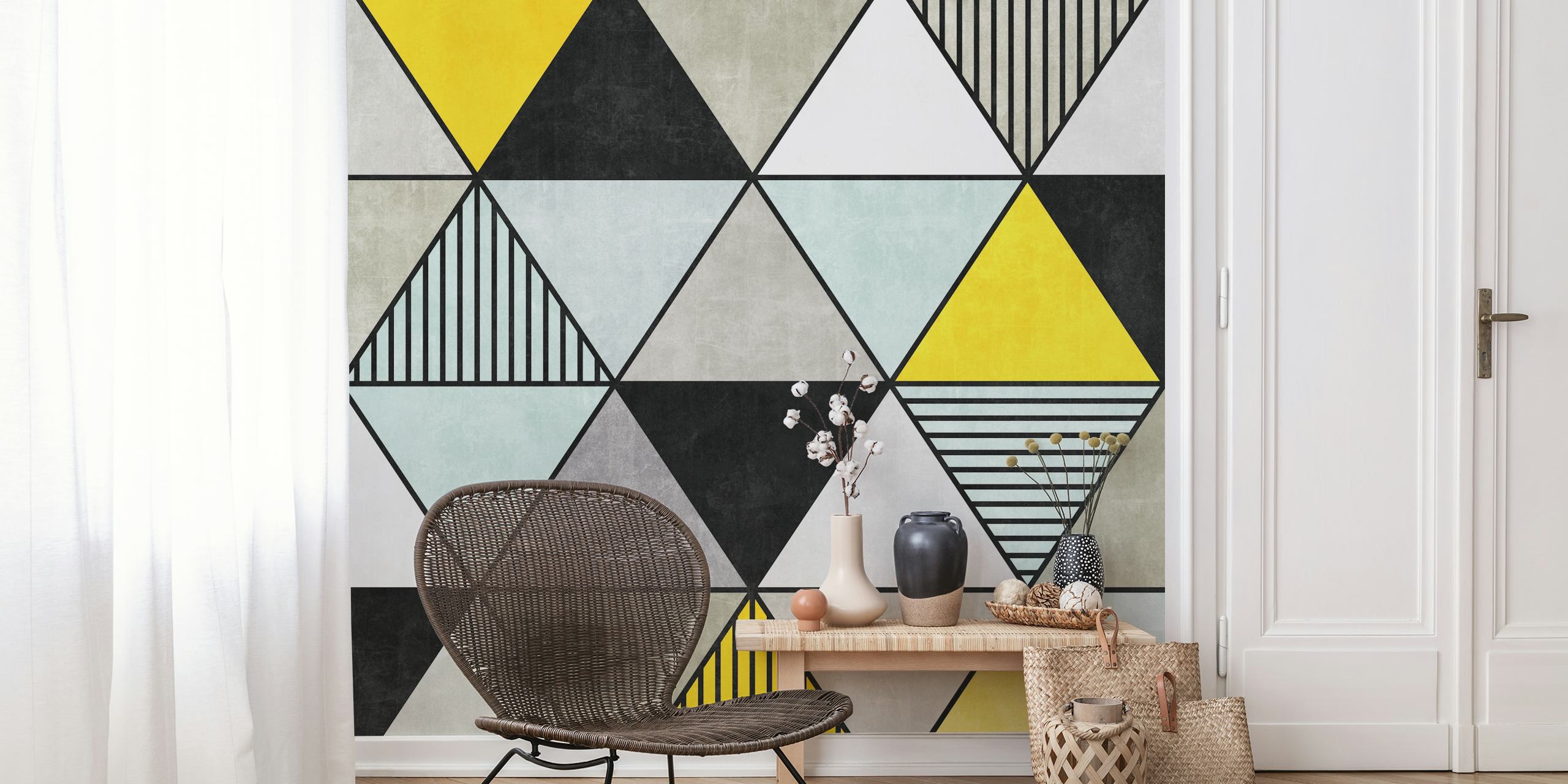 Colorful Concrete Triangles 2 tapetti huoneessa