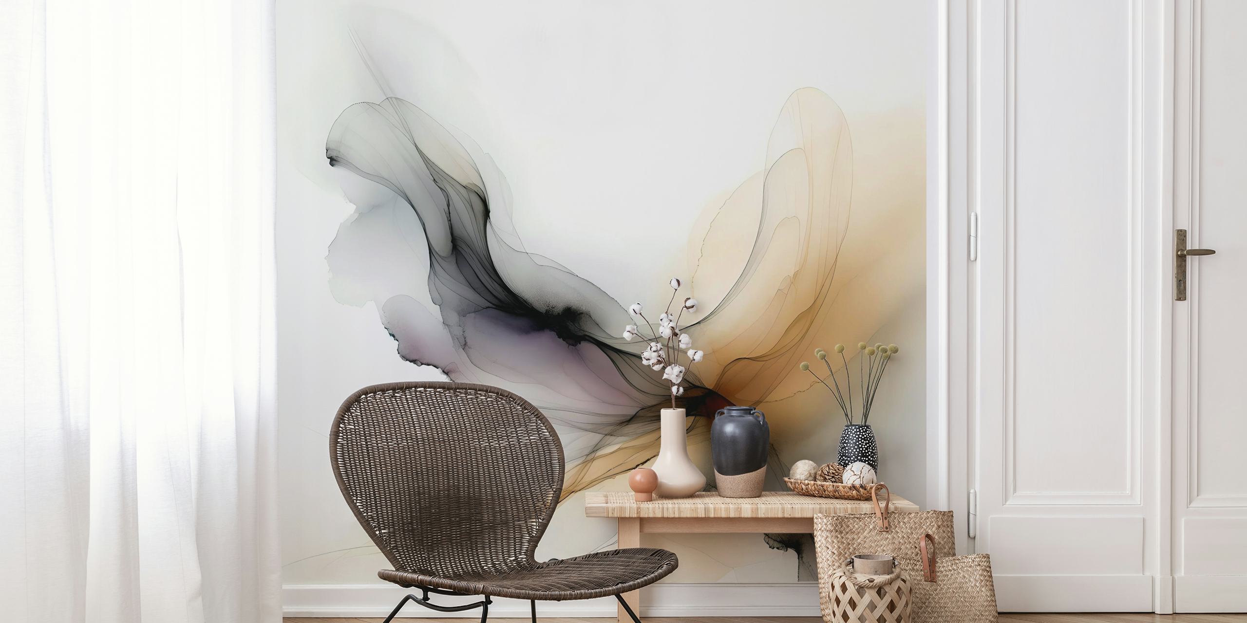 Dreamy Ink Flow wallpaper in a room
