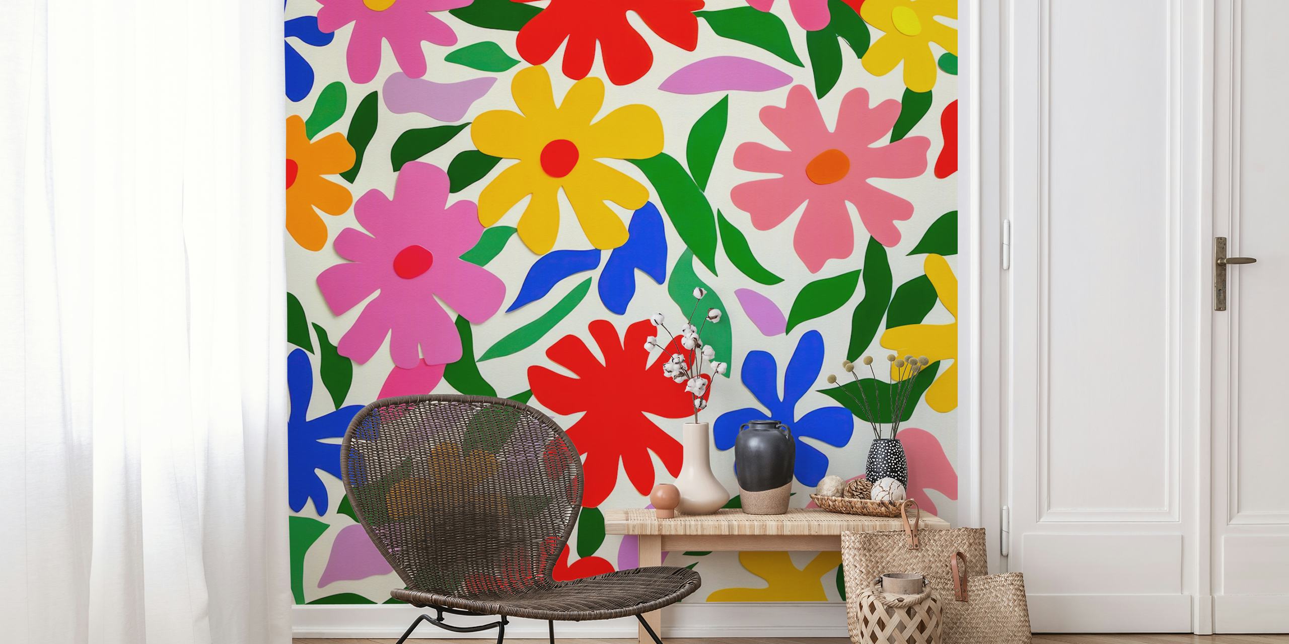 Matisse Blossom Fiesta papel de parede em um quarto