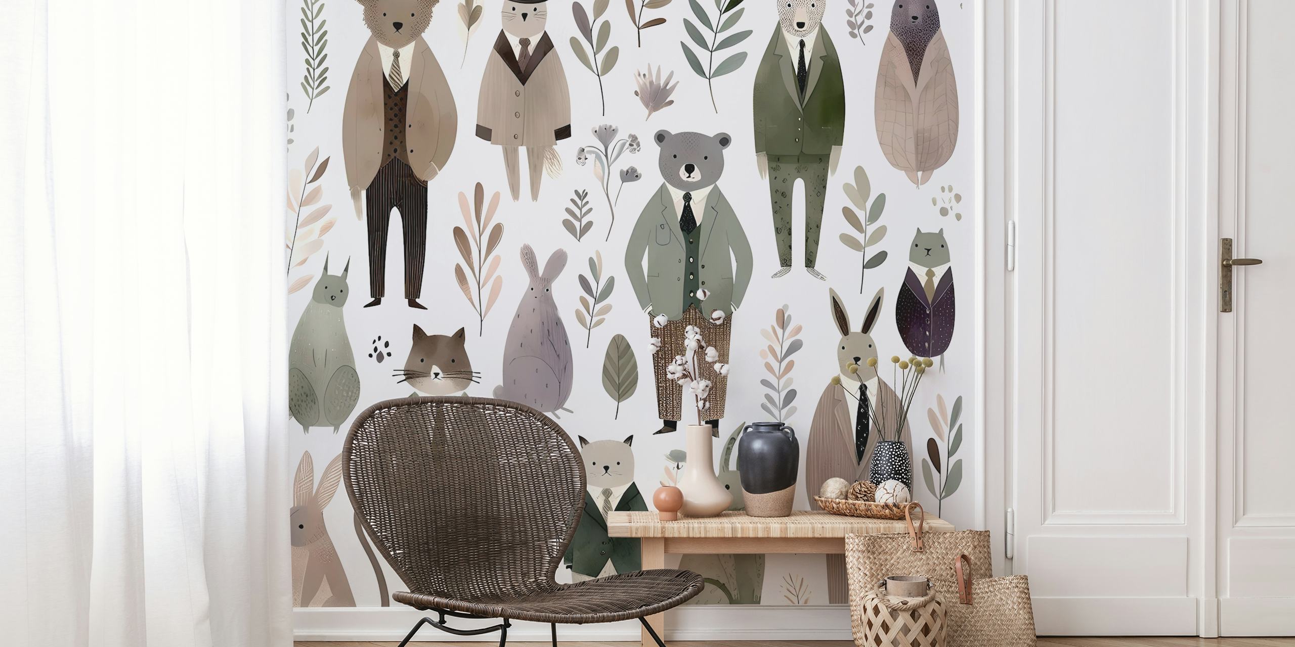 Dapper Animals Gathering behang ontwerp