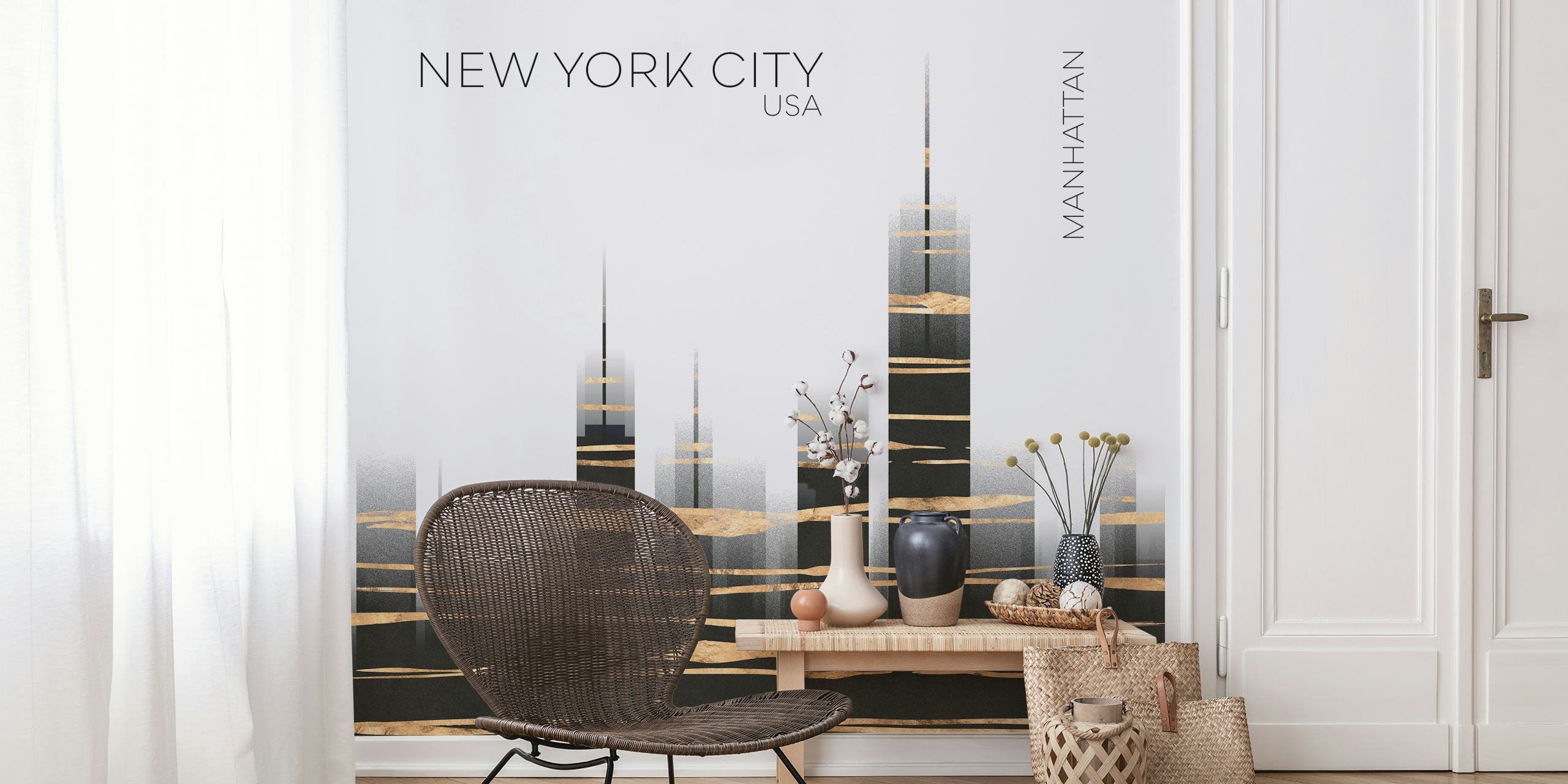 Urban Art NYC Skyline tapet i ett rum