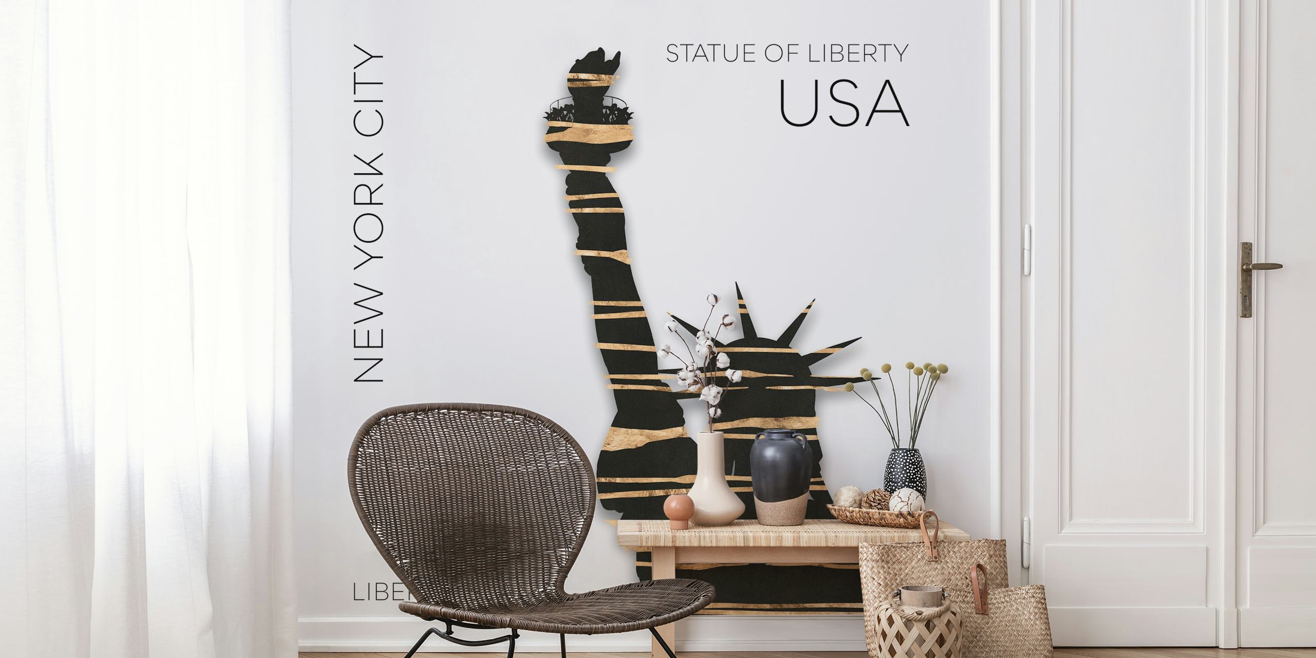 Urban Art wallpaper van Statue of Liberty in de kamer