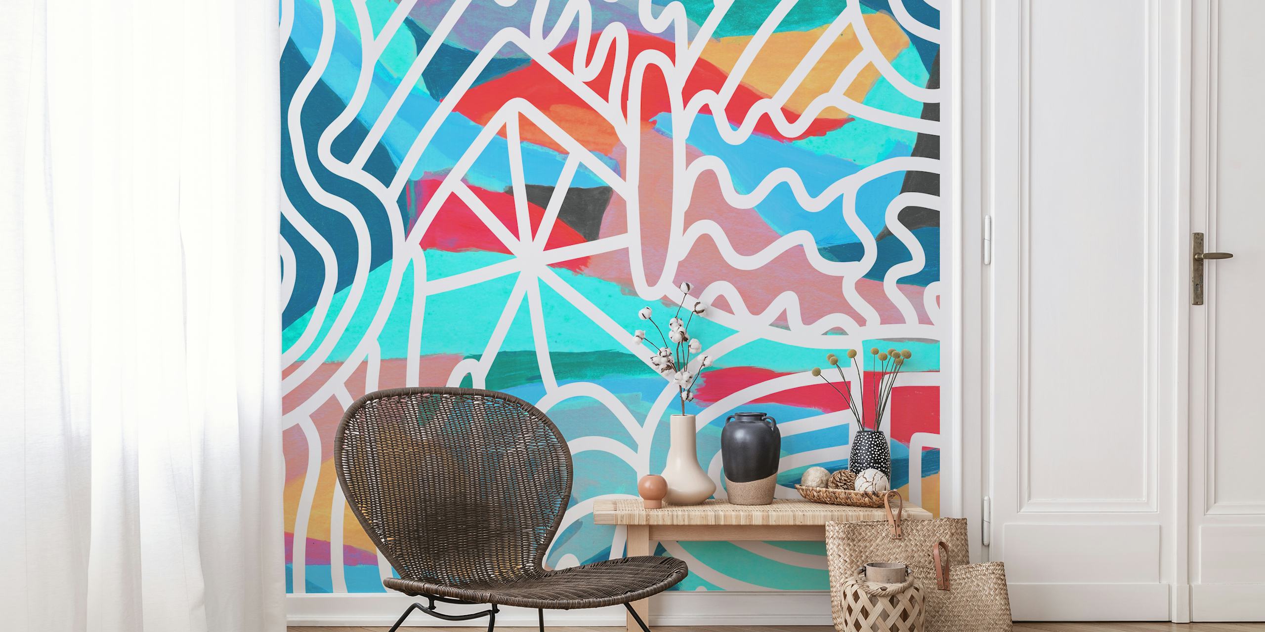 Σχέδιο ταπετσαρίας Electric horizon σε ένα δωμάτιο