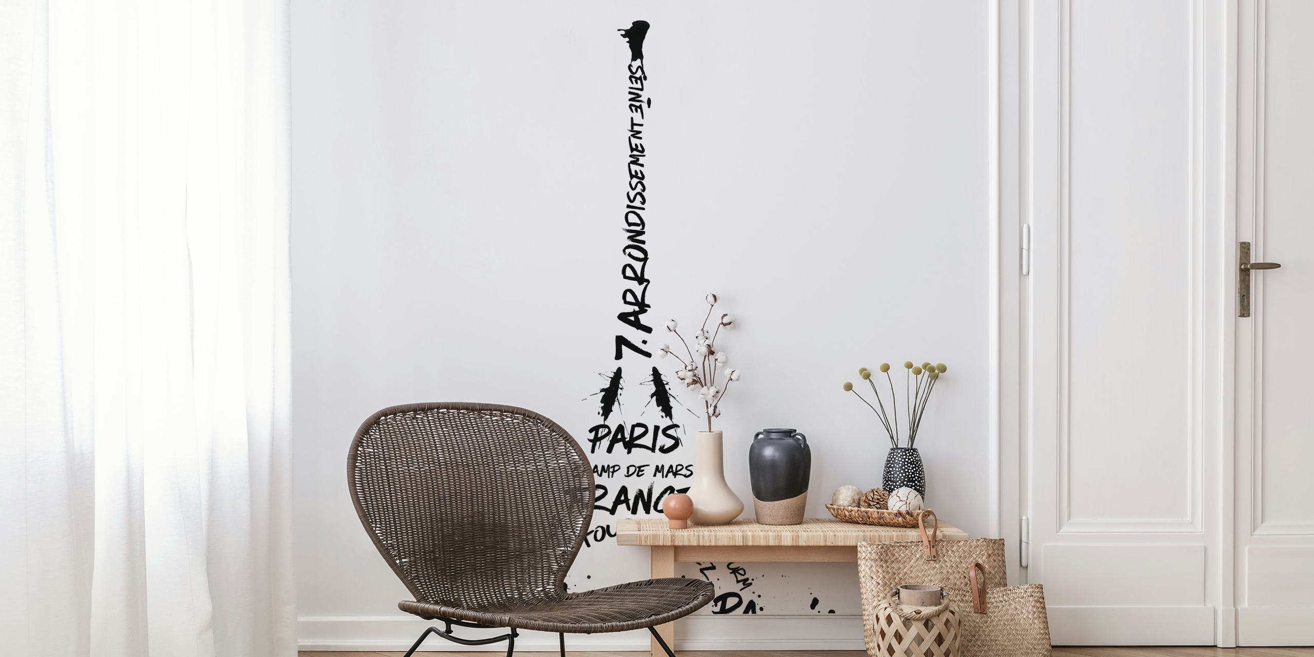 Eiffel Tower digital art wallpaper in a room