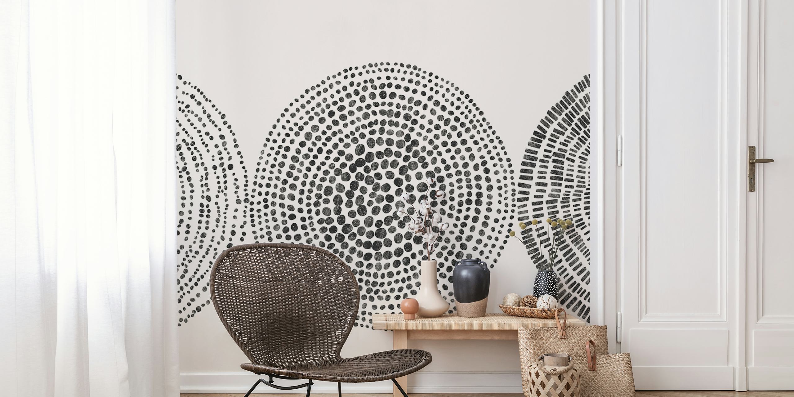 Tribal circles in black and white abstract patterns wallpaper