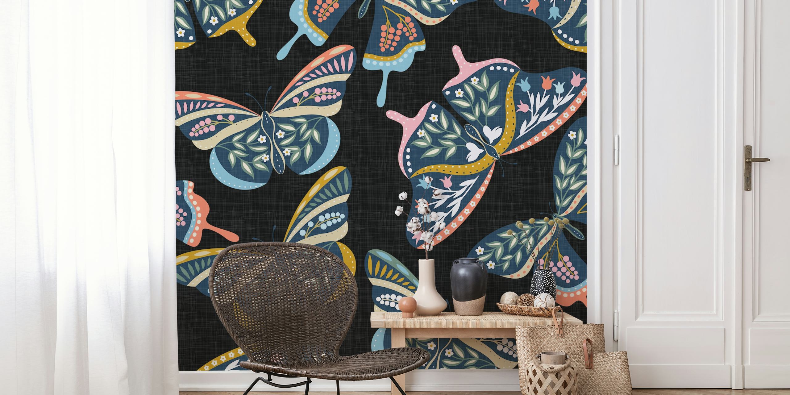 Bunte Bohemian Butterflies Tapetdesign