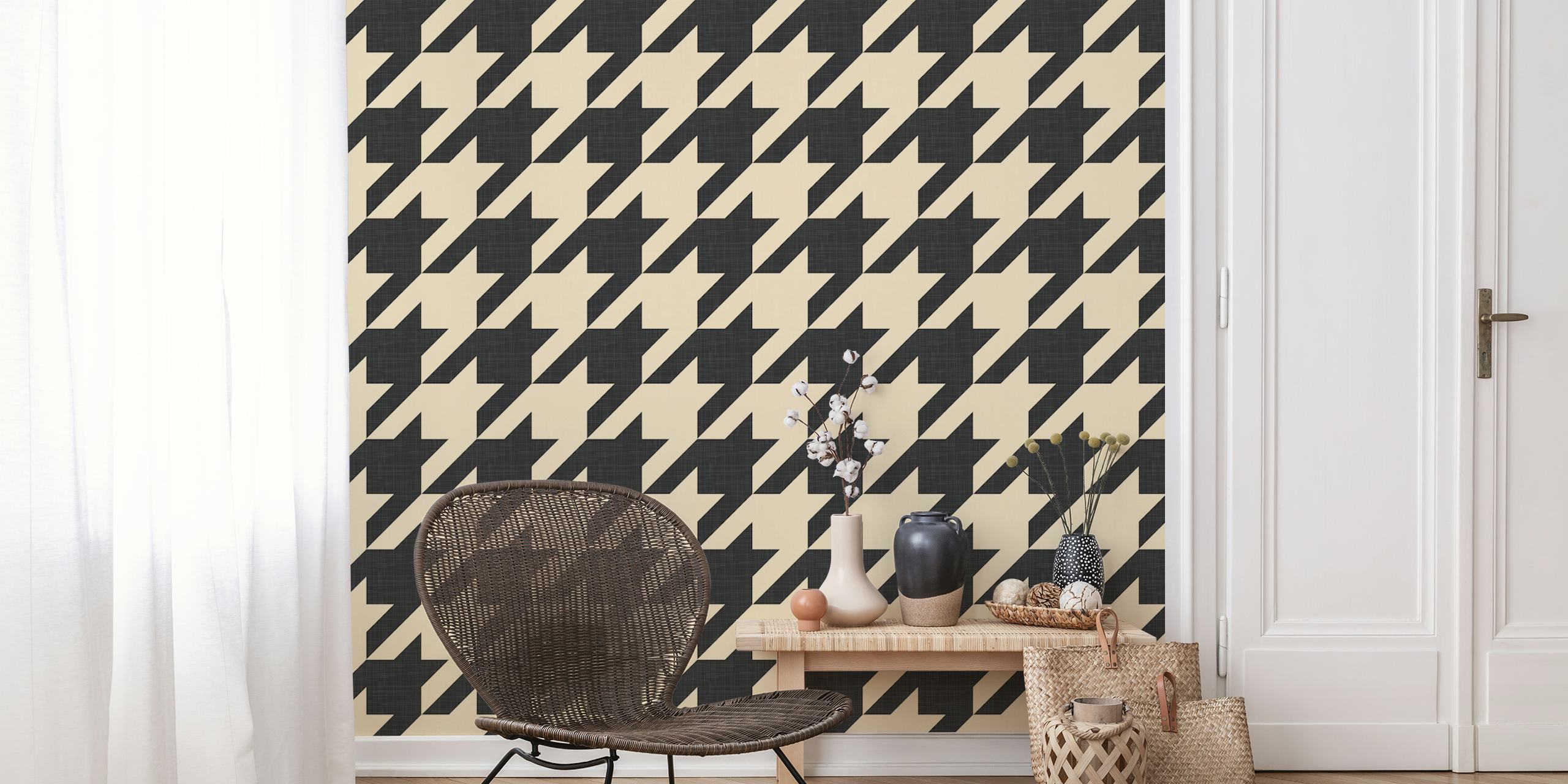 Γεωμετρική ταπετσαρία houndstooth σε ένα στιλάτο δωμάτιο