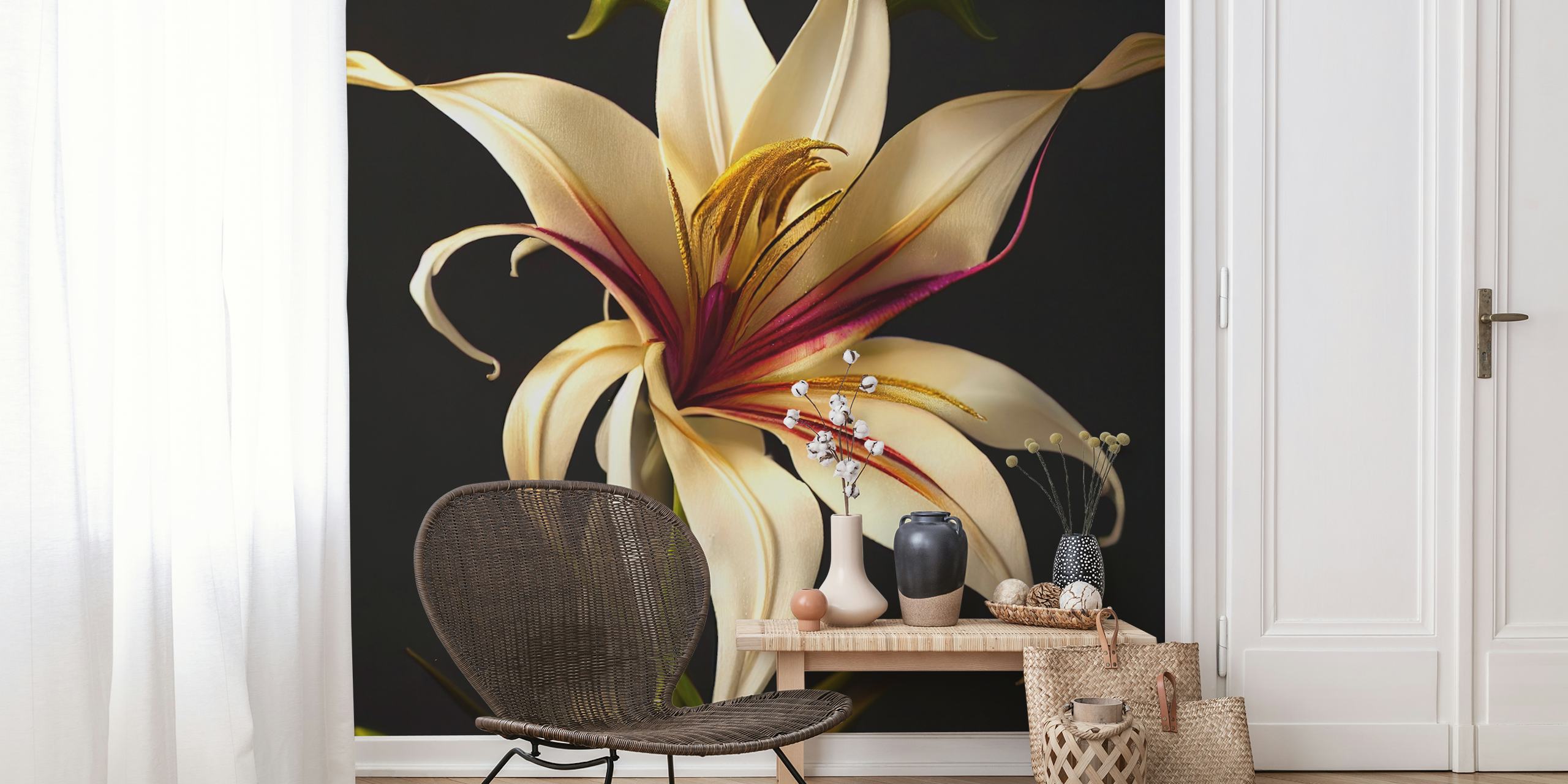 Elegant Lily Blossom-behang in een kamer