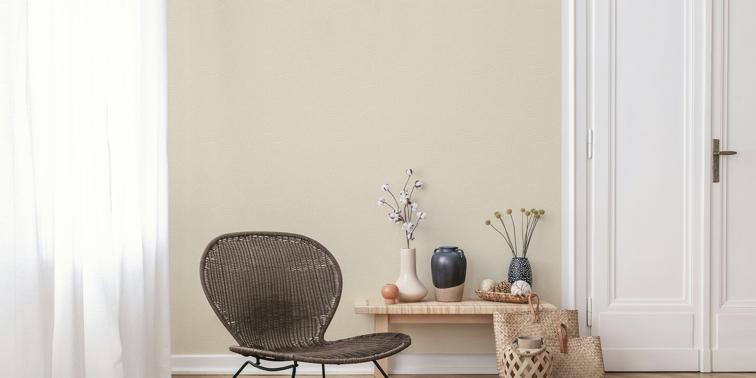 Interwoven Waves in vanilla wallpaper in a room