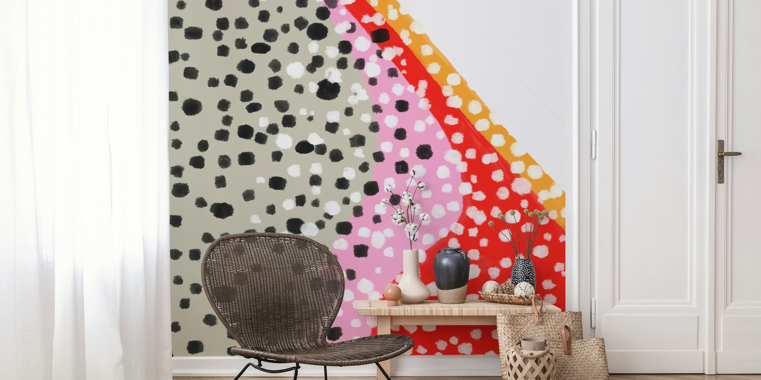 Kolorowa tapeta Crazy dot w pokoju
