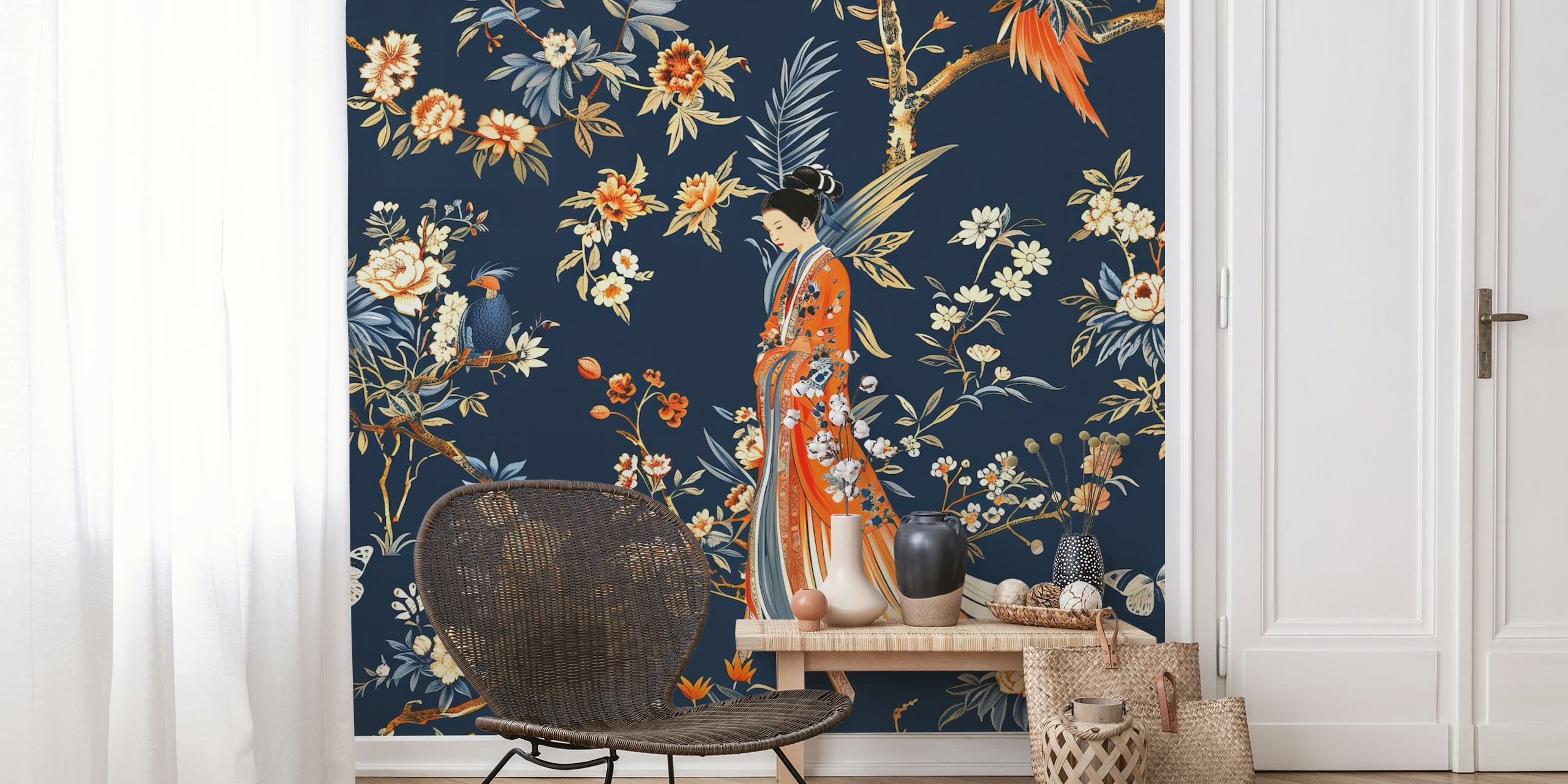 Chinese Garden Elegance wallpaper in a room